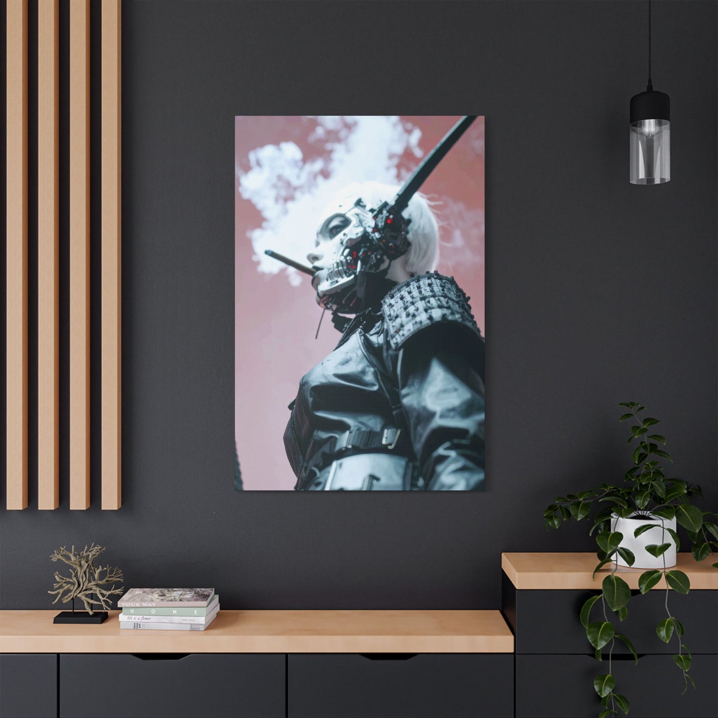 Futuristic Canvas Art, Cyberpunk Wall Decor, Modern Home Aesthetic, Unique Gift for Tech Lovers, Statement Piece for Any Room