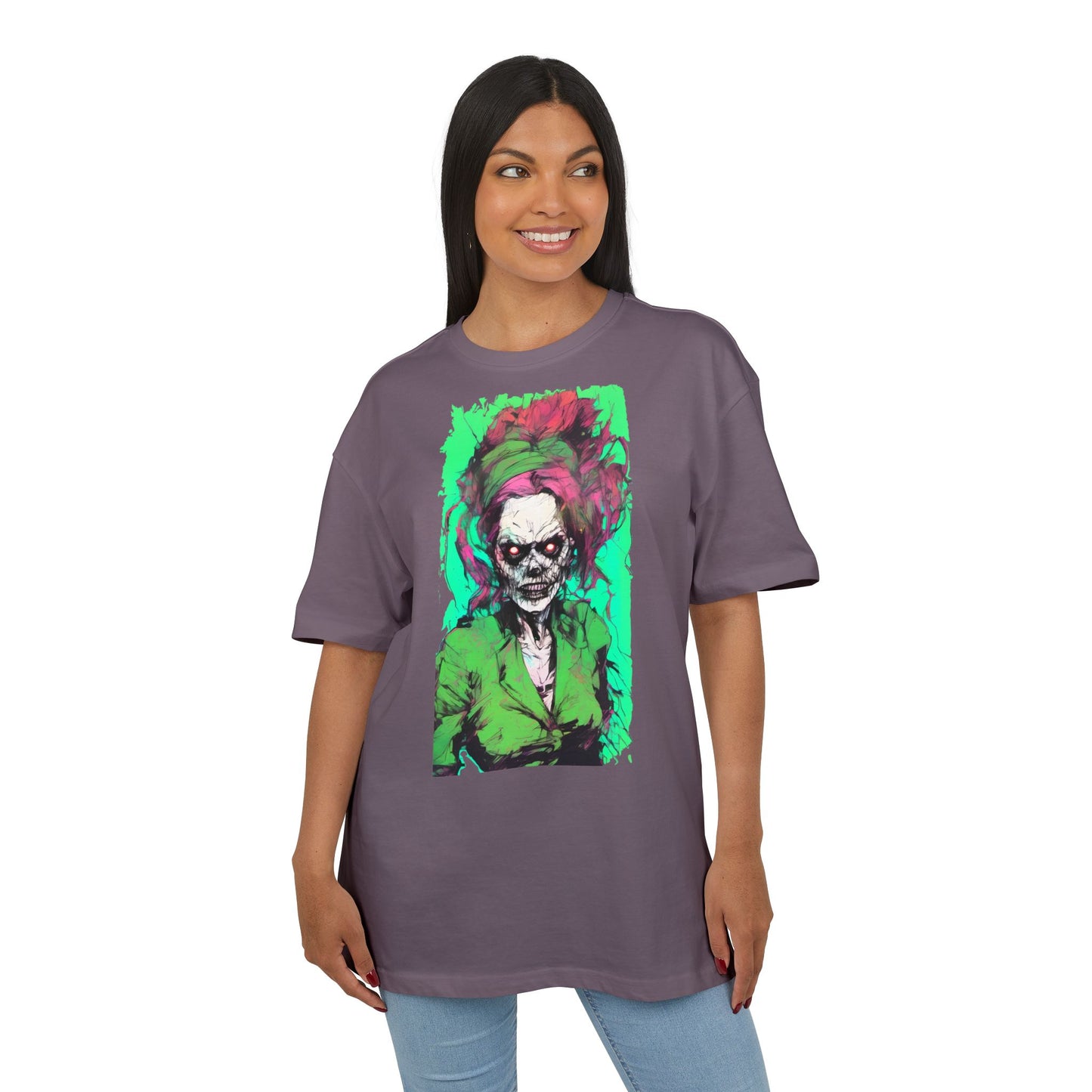 Vibrant Skull Art Oversize Tee, Unisex Graphic Tee, Edgy Streetwear Shirt, Perfect for Halloween, Gift for Art Lovers, Casual Comfort