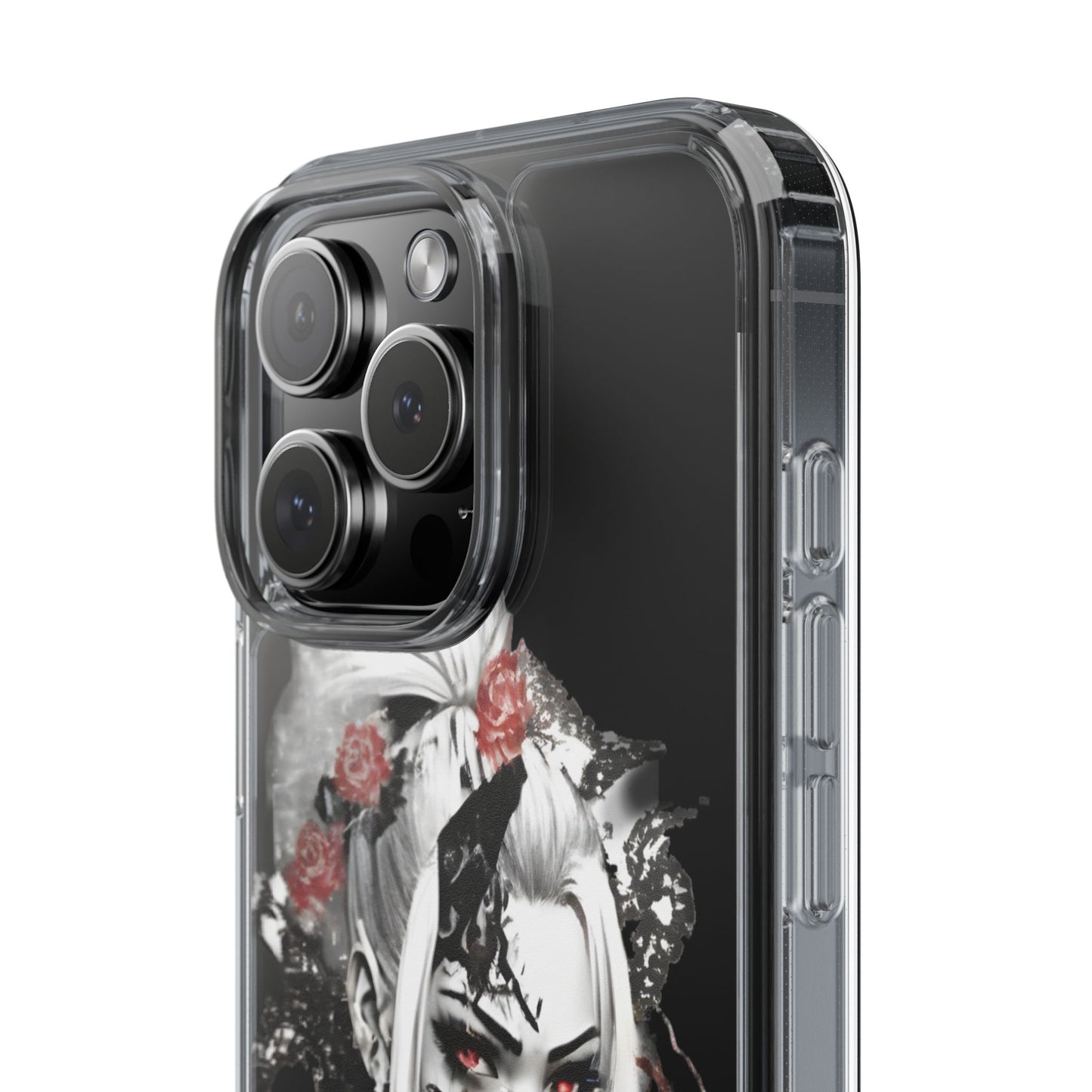 Artistic Clear Phone Case with Floral Design