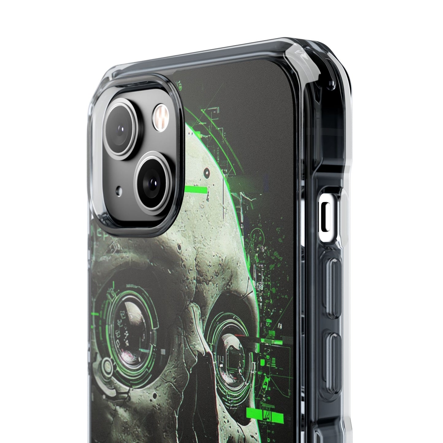 Gothic Skull Phone Case, Cyberpunk Design, Clear Impact Protection, Unique Gift for Him, Halloween Accessories, Tech Lover