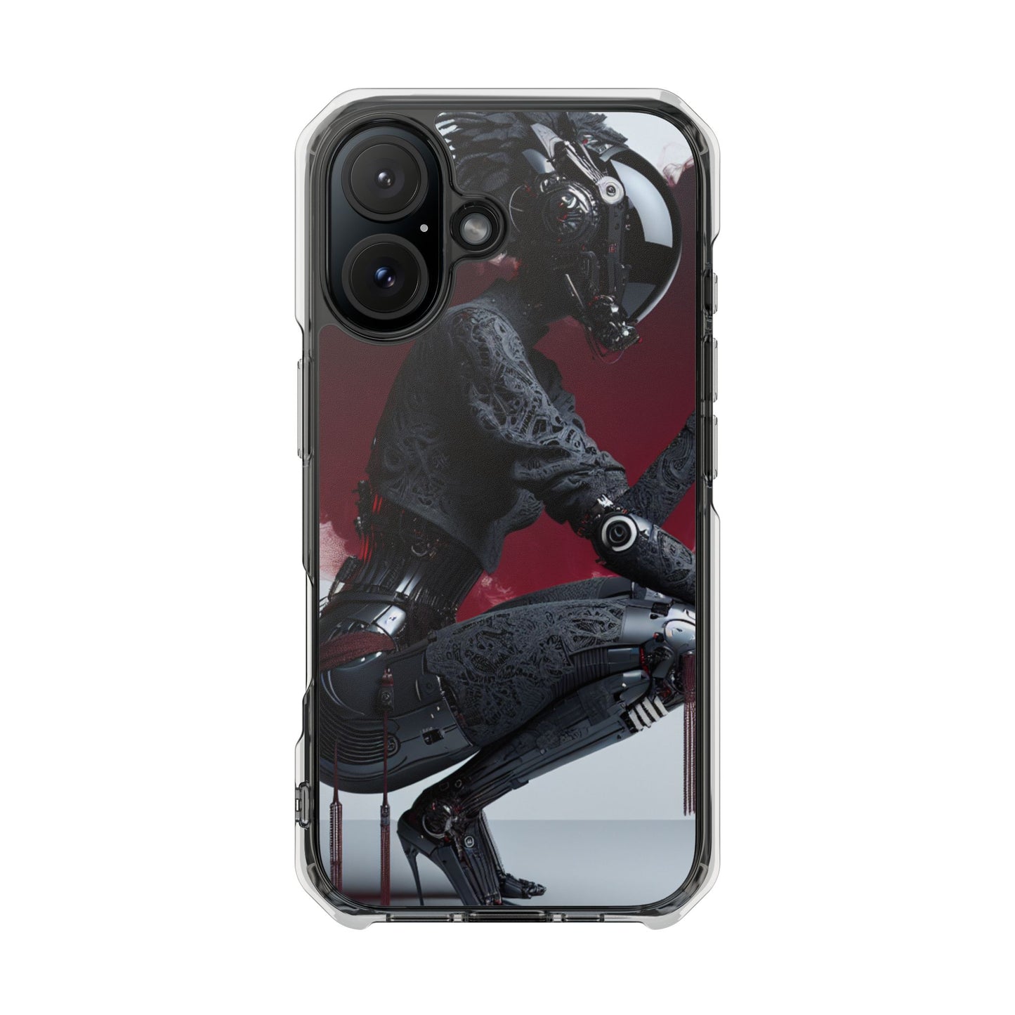 Cyber Design Magnetic Phone Case, Clear Mobile Cover, Gothic Style, Halloween Gift, Celestial Protection Accessory