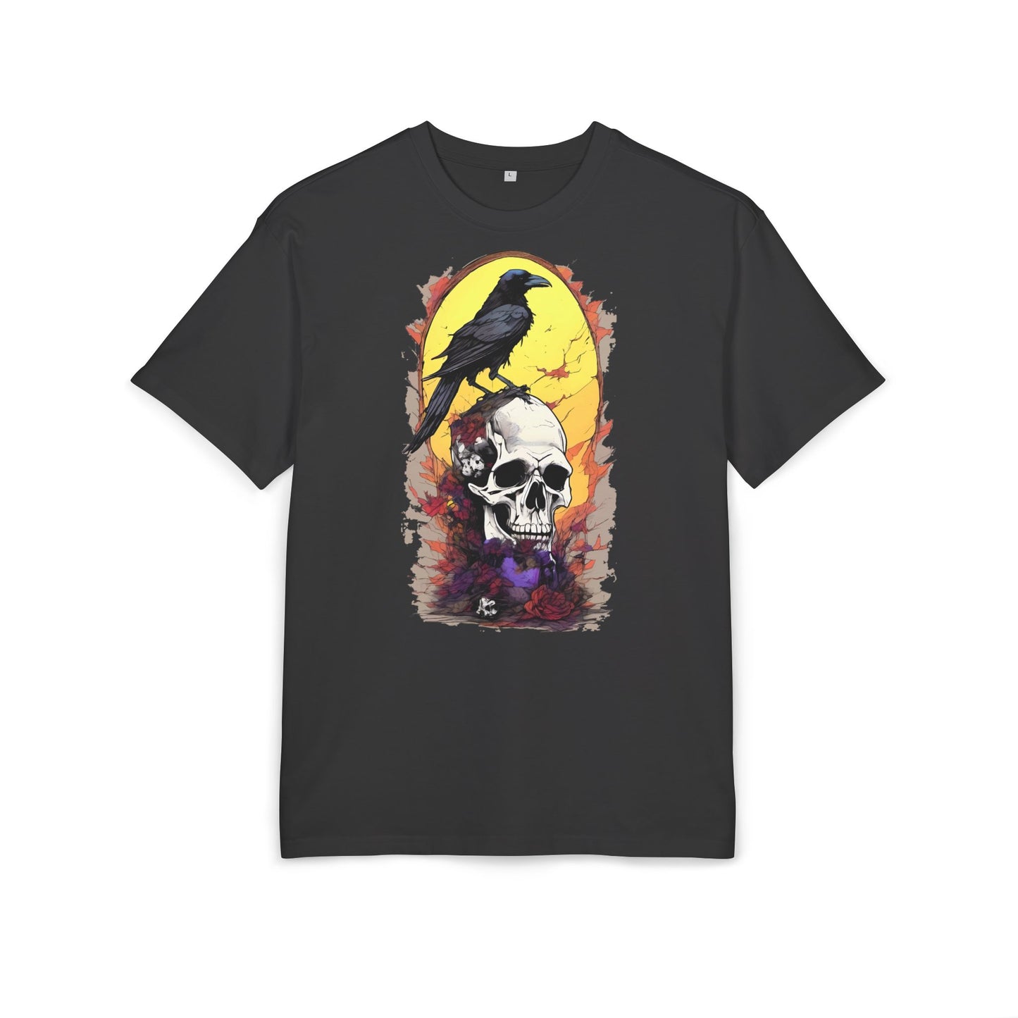 Gothic Raven & Skull Tee, Unisex Oversized Shirt, Edgy Halloween Fashion, Alternative Streetwear, Unique Graphic Tee, Perfect Gift