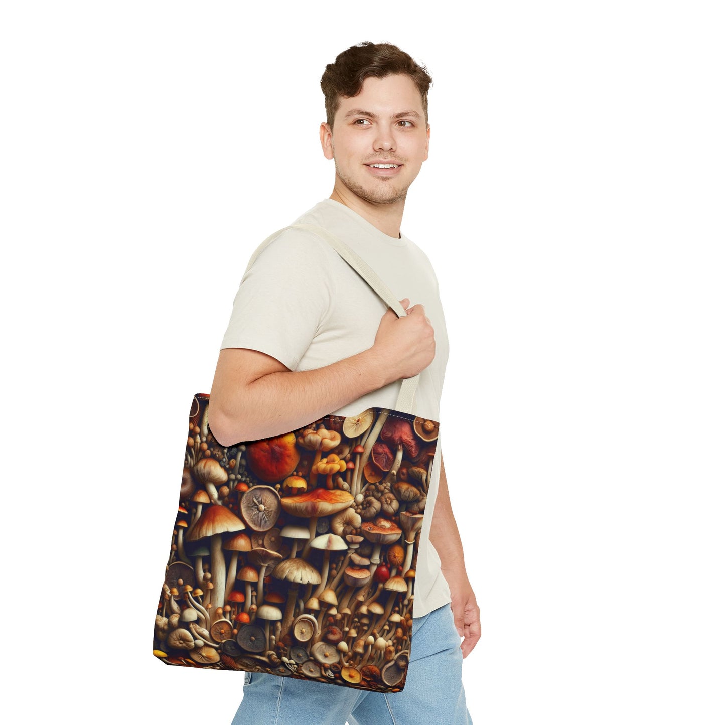 Mushroom Print Tote Bag - Eco-Friendly, Stylish, Nature-Inspired, Perfect for Gifting, Everyday Use, Farmers Market, Bohemian Vibe