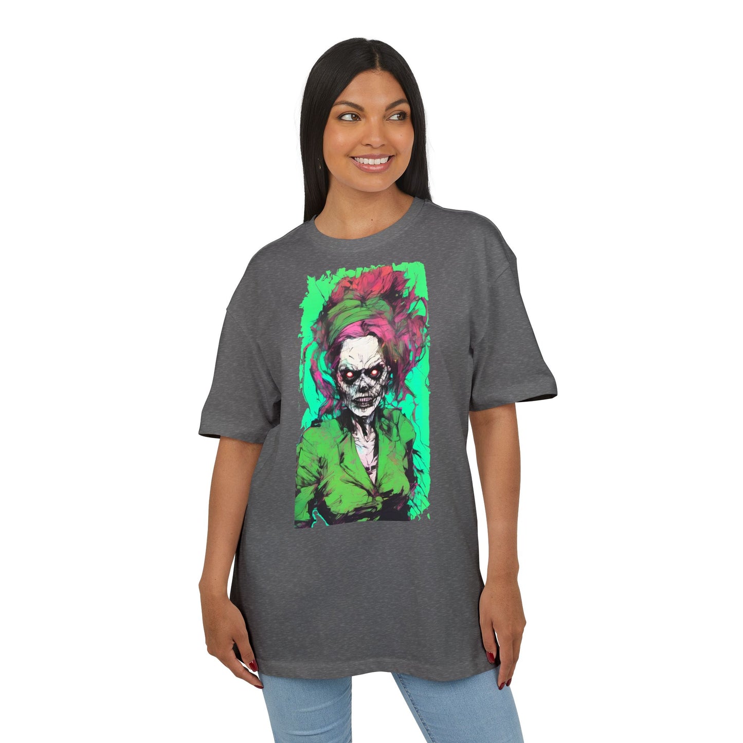 Vibrant Skull Art Oversize Tee, Unisex Graphic Tee, Edgy Streetwear Shirt, Perfect for Halloween, Gift for Art Lovers, Casual Comfort
