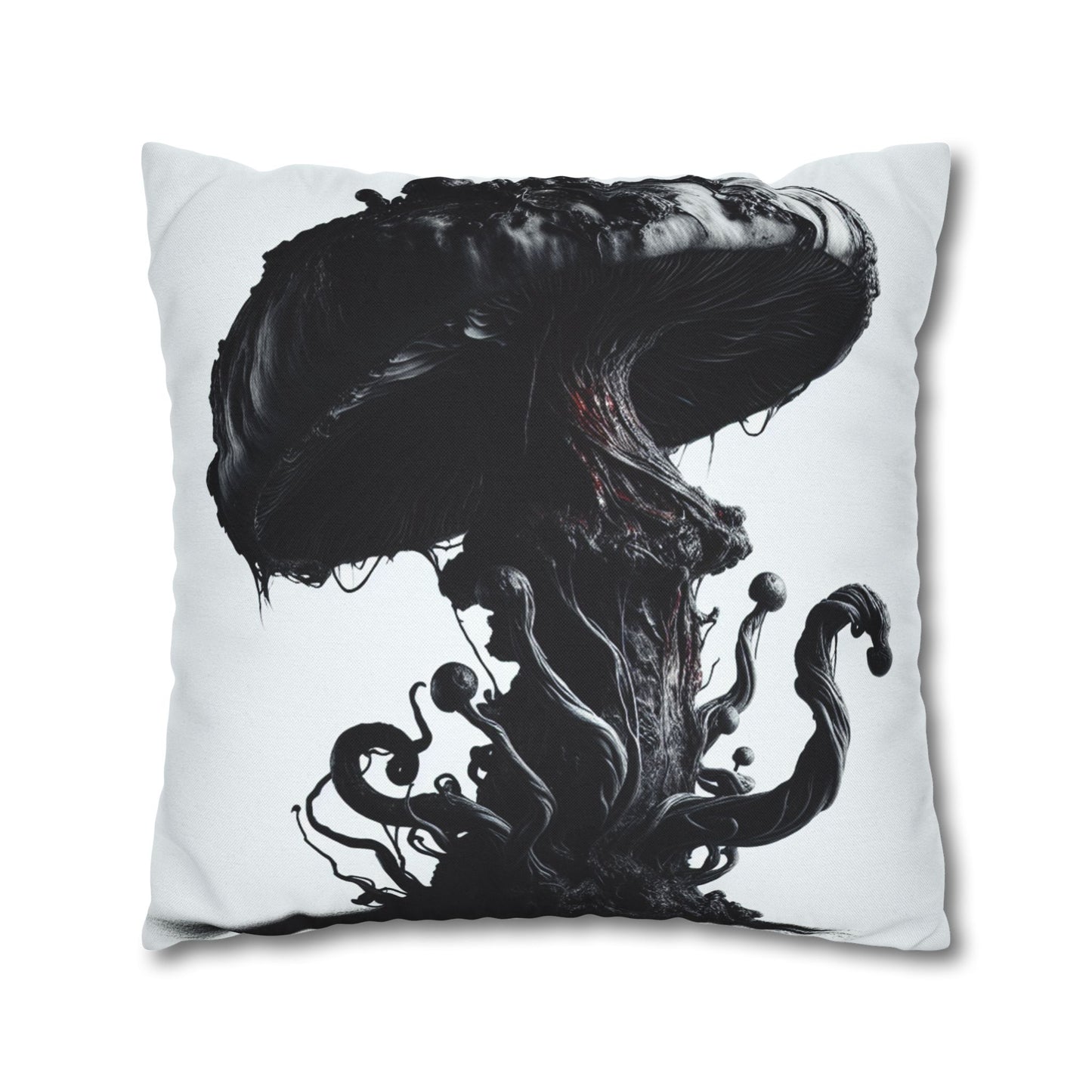 Gothic Mushroom Pillowcase | Dark Art Decor, Home Accent, Unique Gift, Black and White Throw Pillow, Living Room Decor