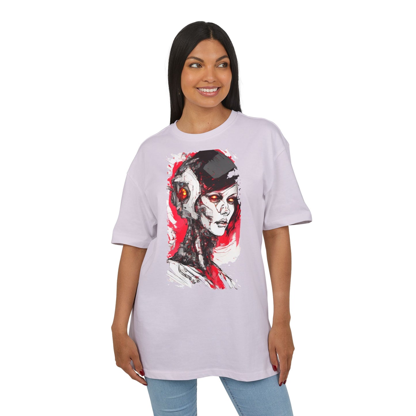 Cyberpunk-Inspired Unisex Heavy Oversize Tee | Graphic Tee, Streetwear, Gift for Gamers, Unique Fashion, Modern Art Apparel