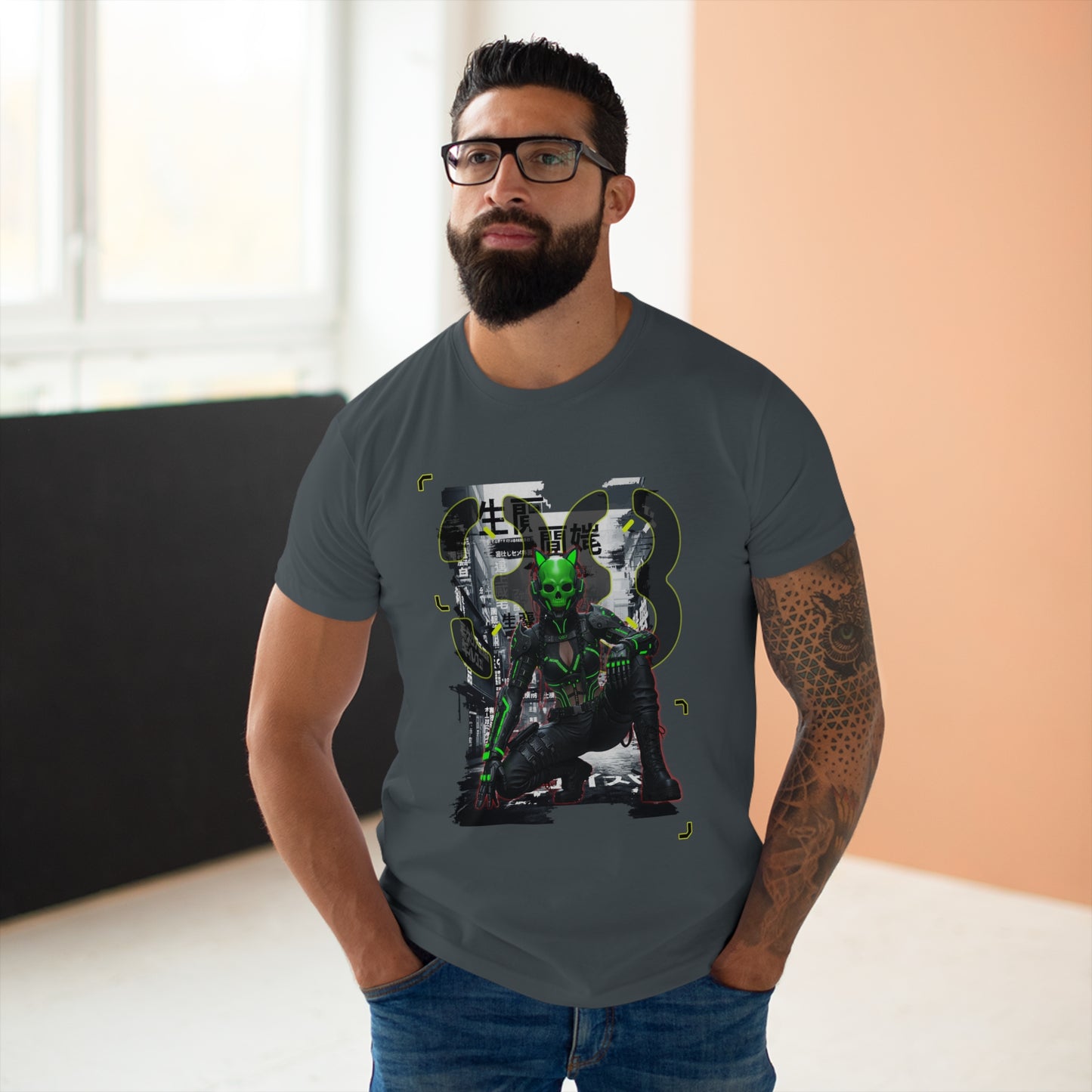 Cyberpunk Graphic Tee, Futuristic T-Shirt, Unisex Casual Wear, Unique Gift for Gamers, Trendy Streetwear, Sci-Fi Clothing