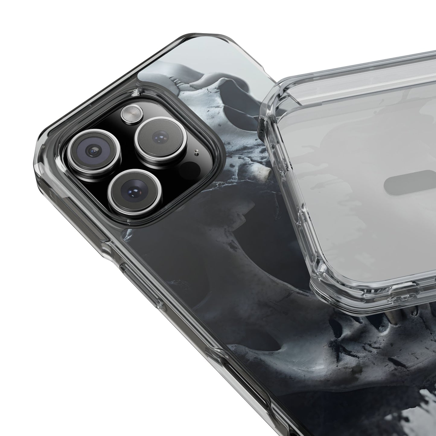 Unique Skull Design Magnetic Clear Impact Cases, Skull Phone Cases, Gothic Accessories, Halloween Gifts, Edgy Mobile Covers