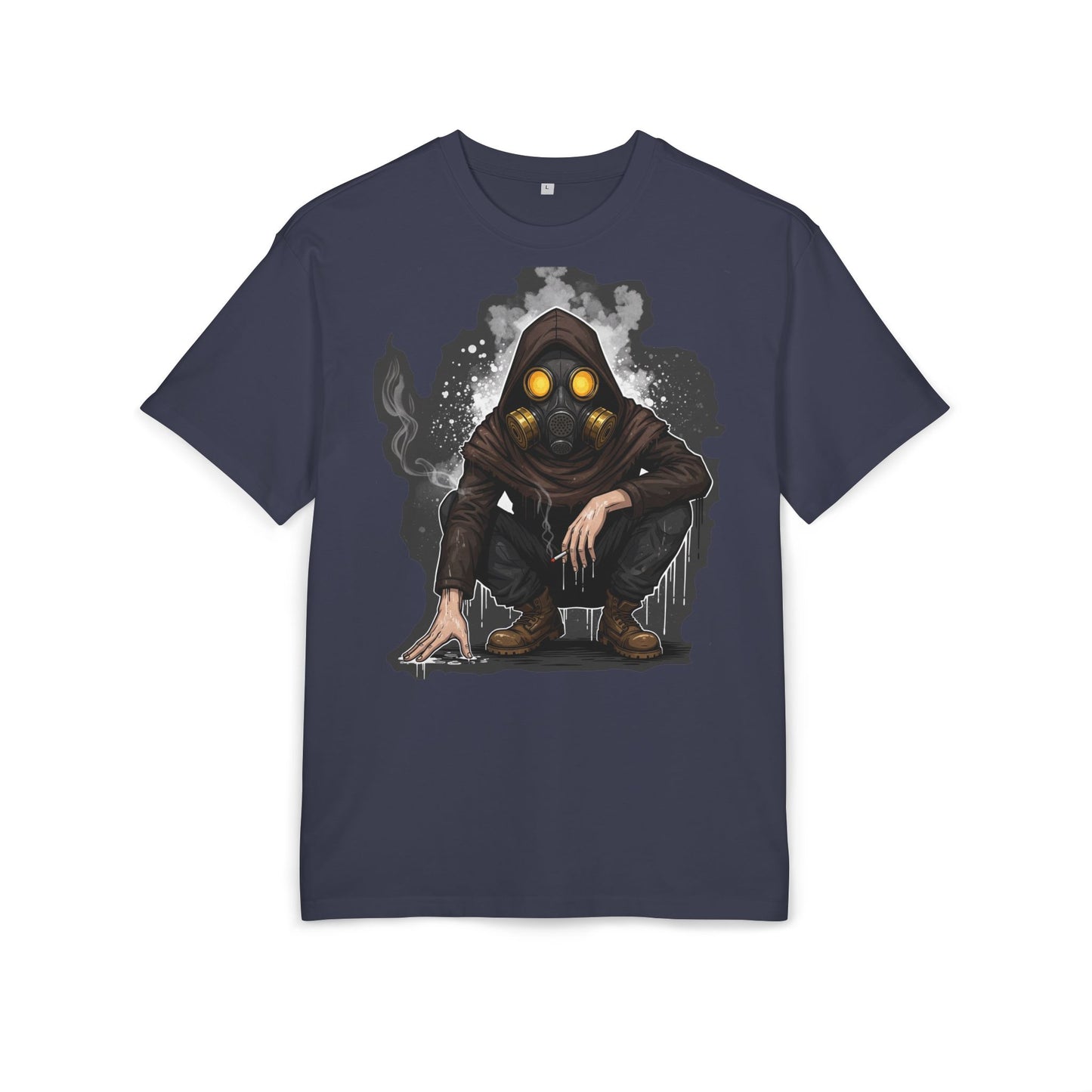 Gothic Gas Mask Unisex Heavy Oversize Tee, Streetwear Graphic Tee, Casual T-Shirt, Halloween Costume Top, Unique Gift Idea