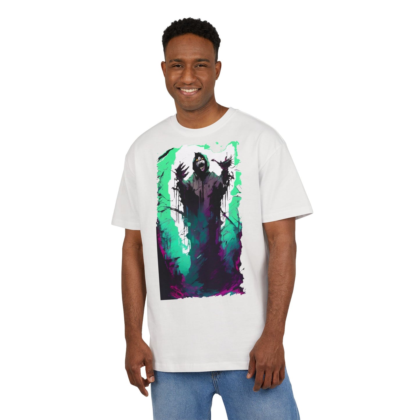 Mystical Oversized Tee - Unisex, Artistic Graphic Tee, Casual Wear, Gift for Art Lovers, Spooky Vibes Shirt