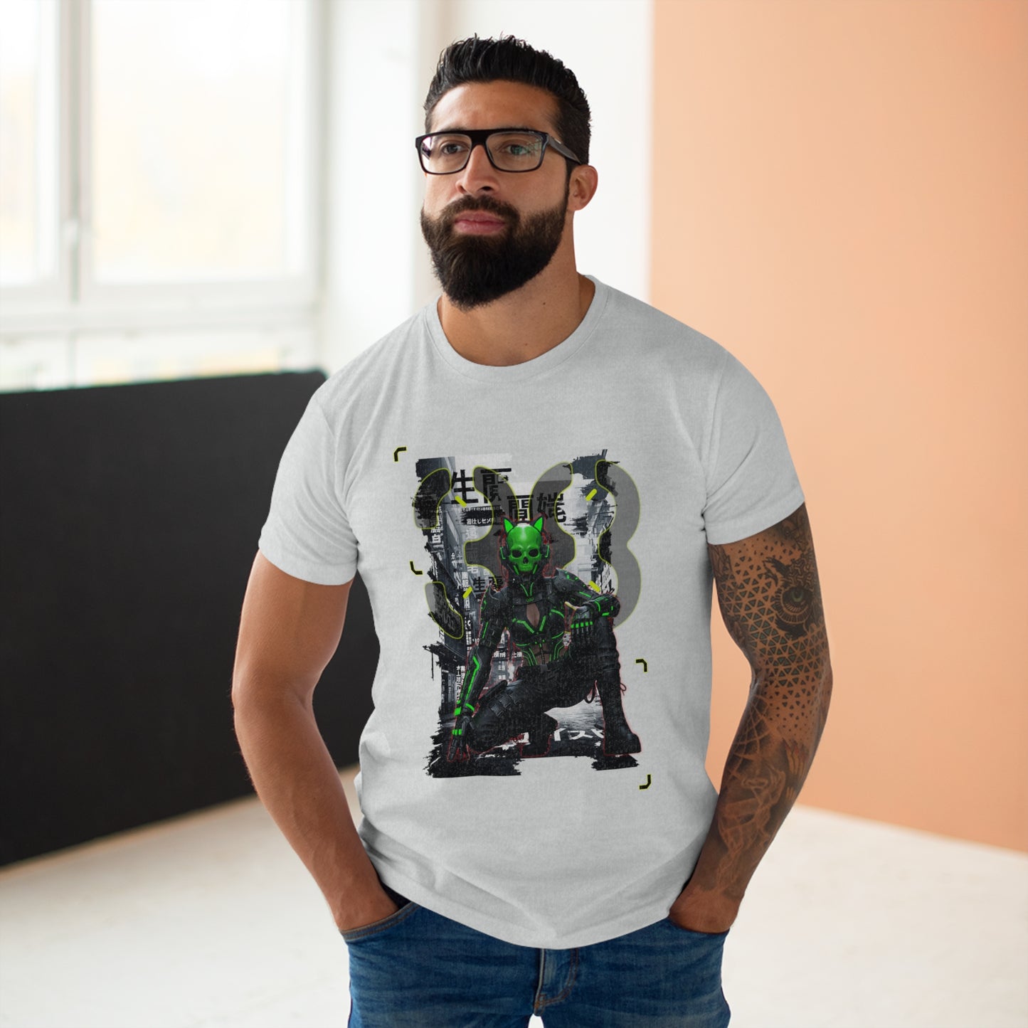 Cyberpunk Graphic Tee, Futuristic T-Shirt, Unisex Casual Wear, Unique Gift for Gamers, Trendy Streetwear, Sci-Fi Clothing
