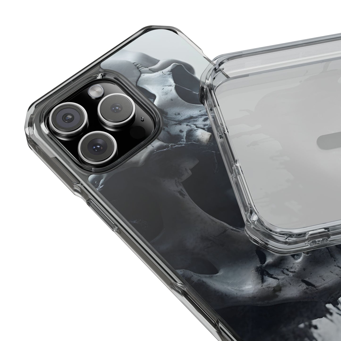 Unique Skull Design Magnetic Clear Impact Cases, Skull Phone Cases, Gothic Accessories, Halloween Gifts, Edgy Mobile Covers