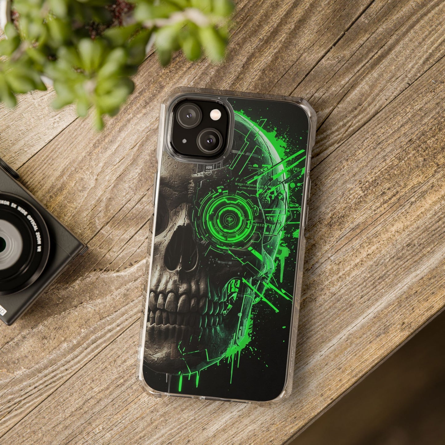 Skull Graphic Phone Case - Magnetic Clear Impact Cases, Skull Design, Unique Phone Protection, Edgy Gift for Tech Lovers