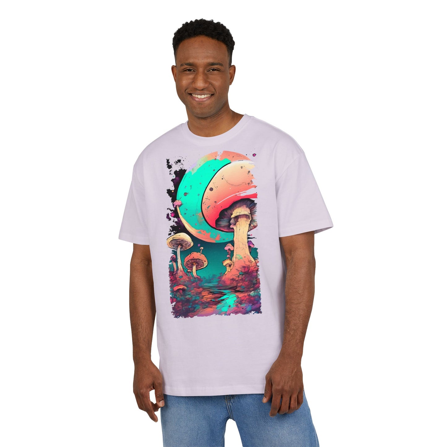 Cosmic Mushroom Graphic Tee, Unisex Oversized Shirt, Boho Vibe Top, Festival Wear, Unique Gift for Nature Lovers, Relaxed Fit Shirt