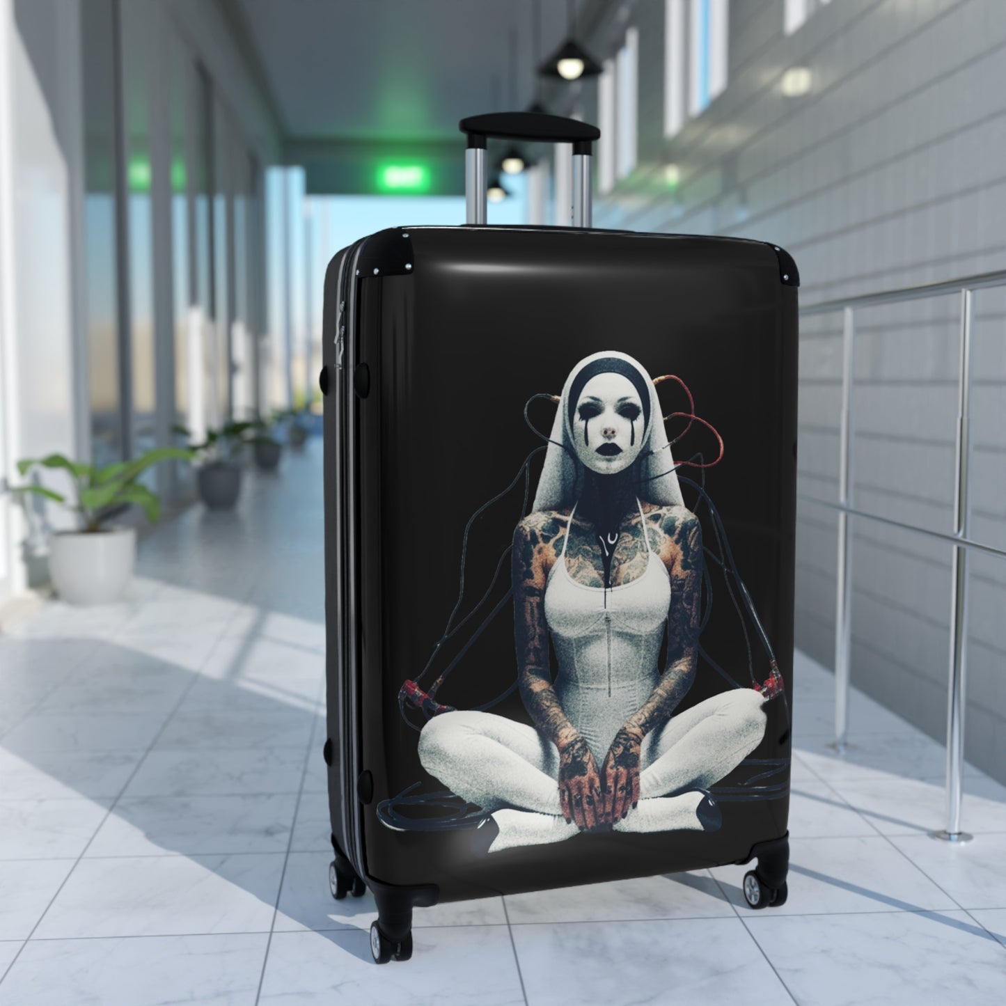 Travel Suitcase with Dark Cyber Design