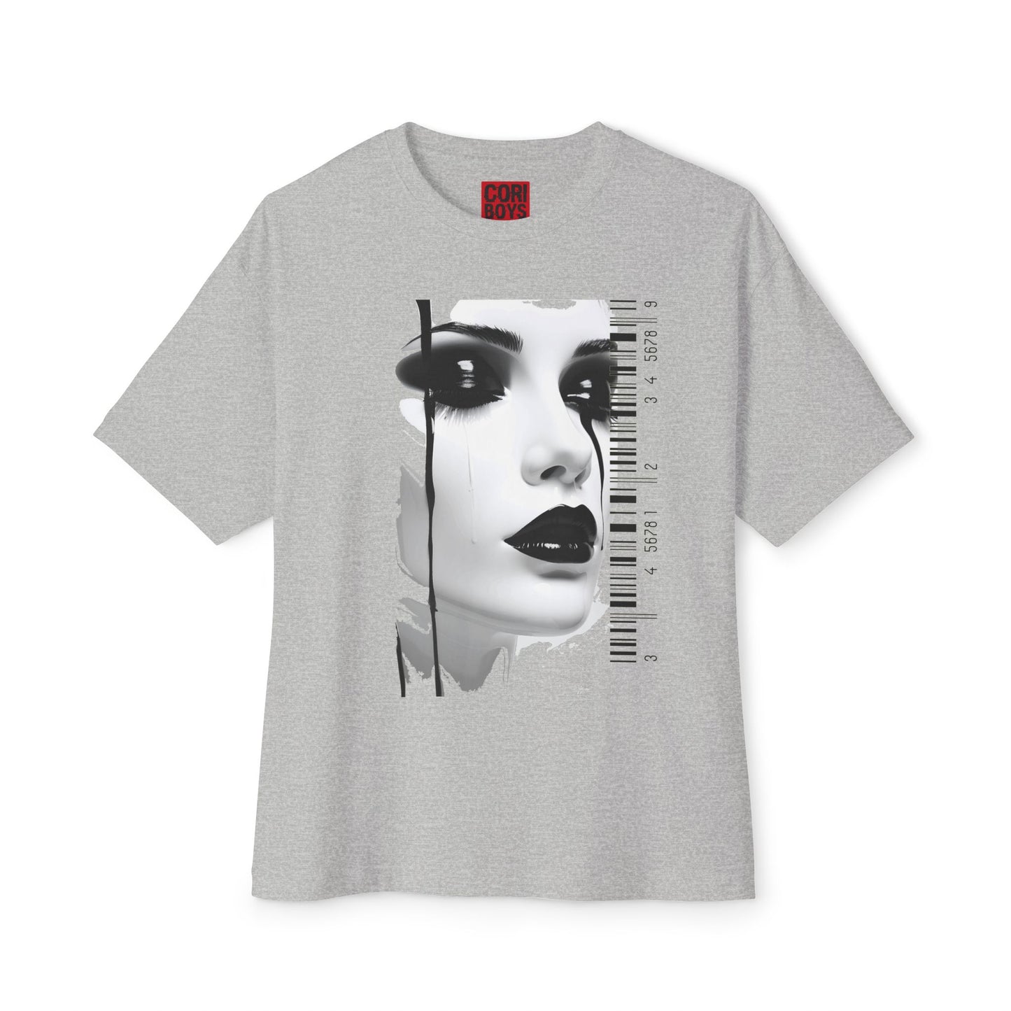 Chic Art Print Boxy Tee, Oversized Graphic T-Shirt, Fashionable Streetwear Top, Unique Women’s Cotton Tee, Casual Everyday Wear