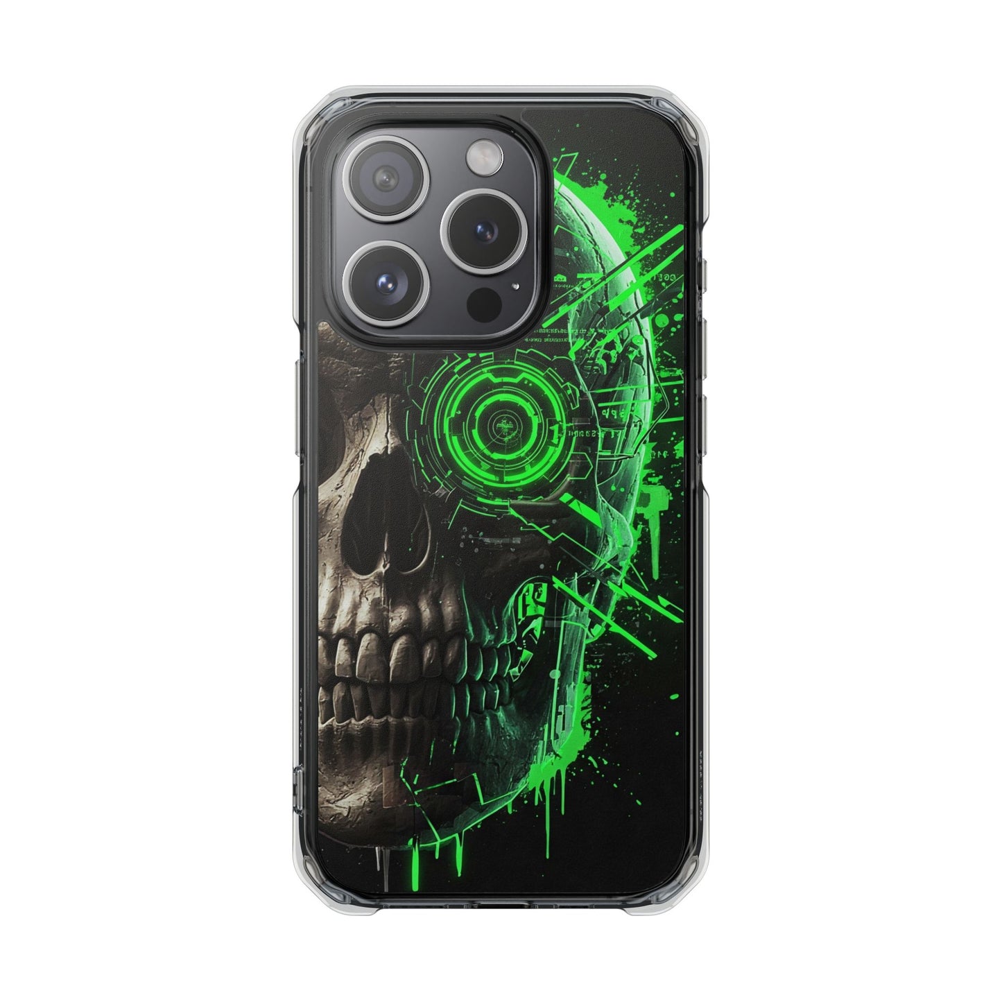 Skull Graphic Phone Case - Magnetic Clear Impact Cases, Skull Design, Unique Phone Protection, Edgy Gift for Tech Lovers