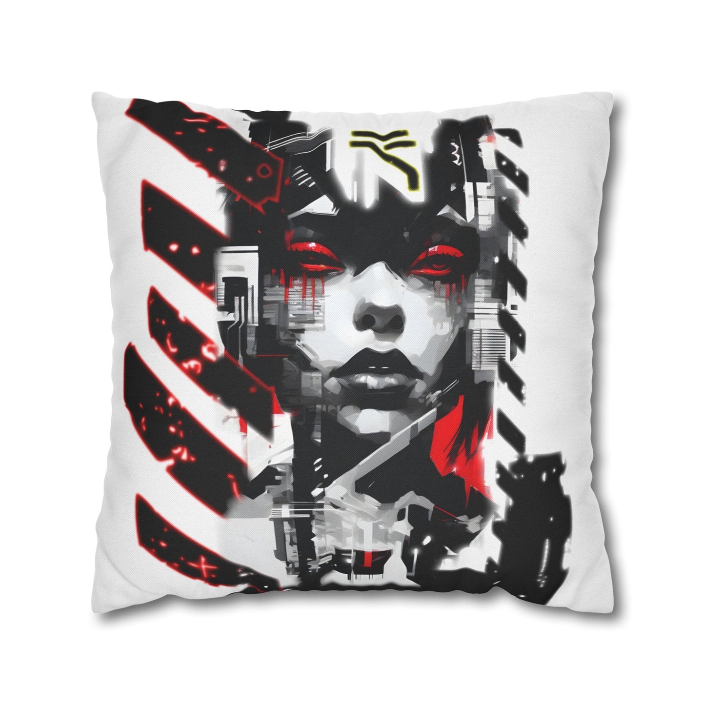 Bold Graphic Pillowcase, Unique Decorative Cushion Cover for Modern Home, Cyberpunk Art Decor, Gift for Art Lovers, Stylish Throw Pillow