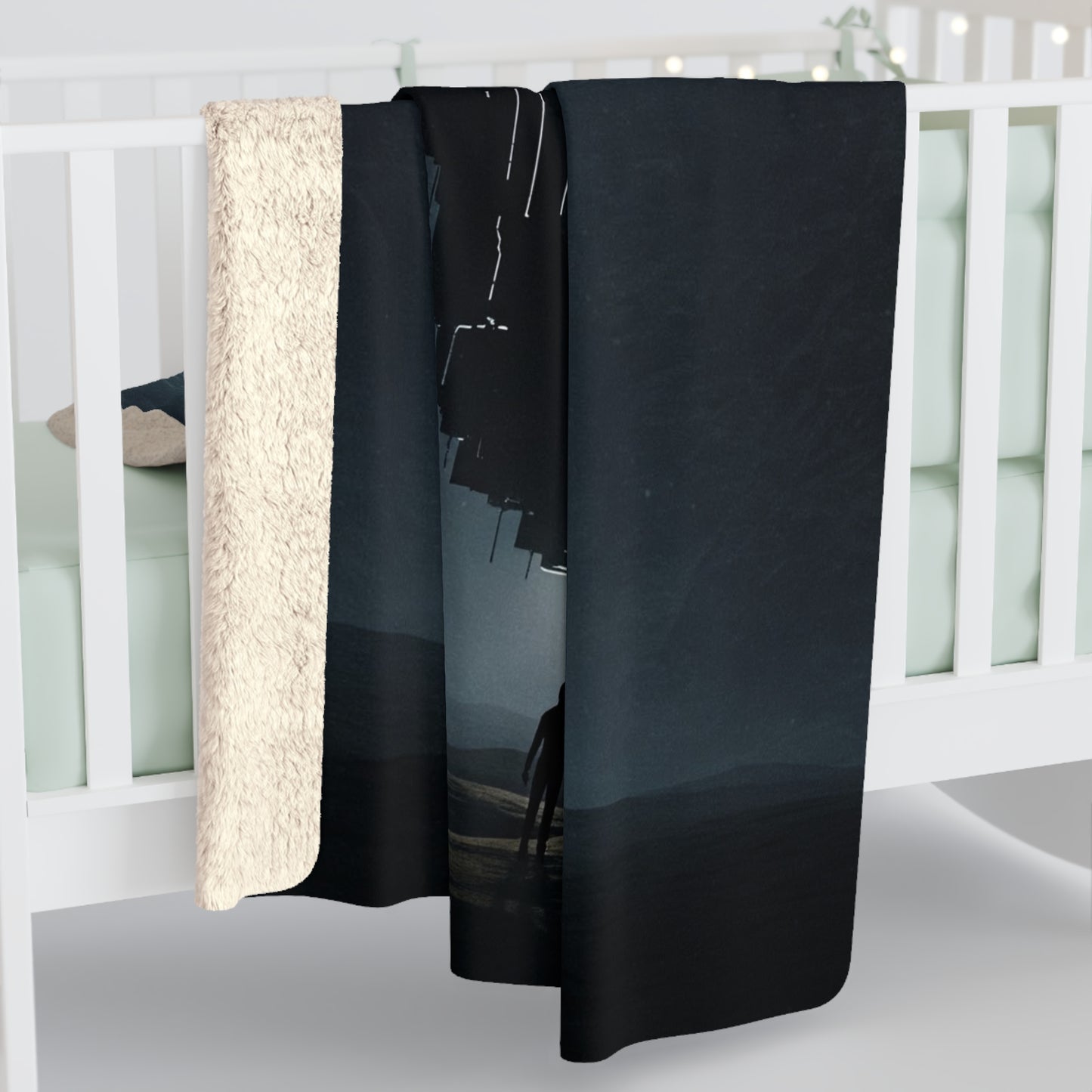 Cosmic Sherpa Fleece Blanket - Futuristic Design for Home Comfort