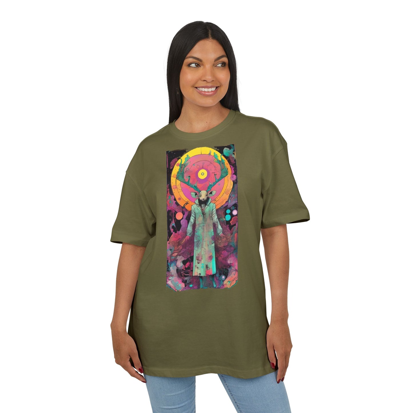 Vibrant Artistic Oversize Tee - Unisex Heavyweight T-Shirt, Bohemian Style, Gift for Art Lovers, Festival Wear, Casual Chic