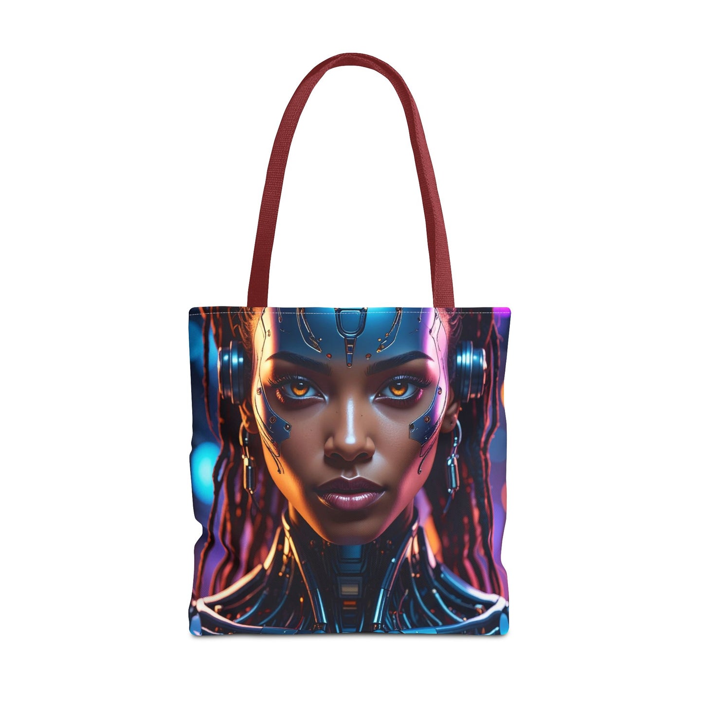 Futuristic Cyberpunk Tote Bag, AOP Tote, Cool Gift for Tech Lovers, Stylish Bag for Everyday Use, Space-Themed Fashion