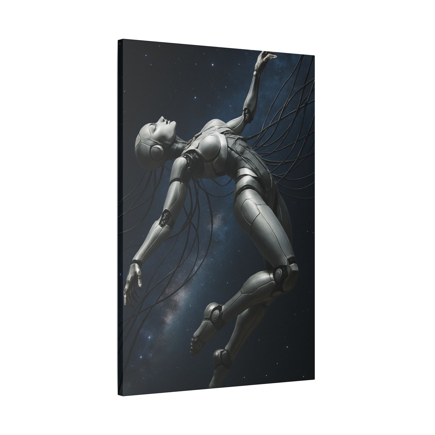 Satin Canvas Art Print, Futuristic Robot Wall Decor, Unique Home Artwork, Cyberpunk Aesthetic, Gift for Tech Lovers