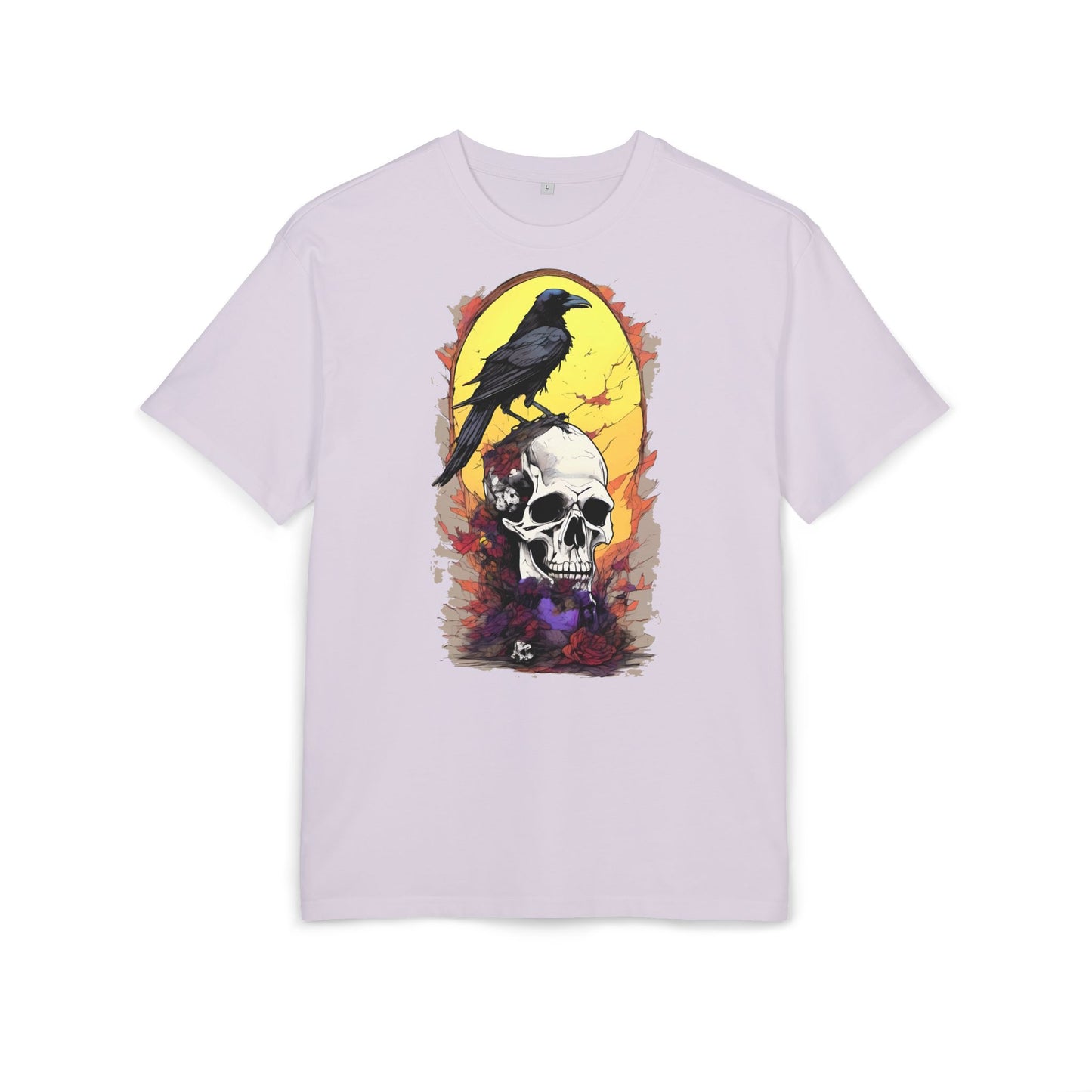Gothic Raven & Skull Tee, Unisex Oversized Shirt, Edgy Halloween Fashion, Alternative Streetwear, Unique Graphic Tee, Perfect Gift