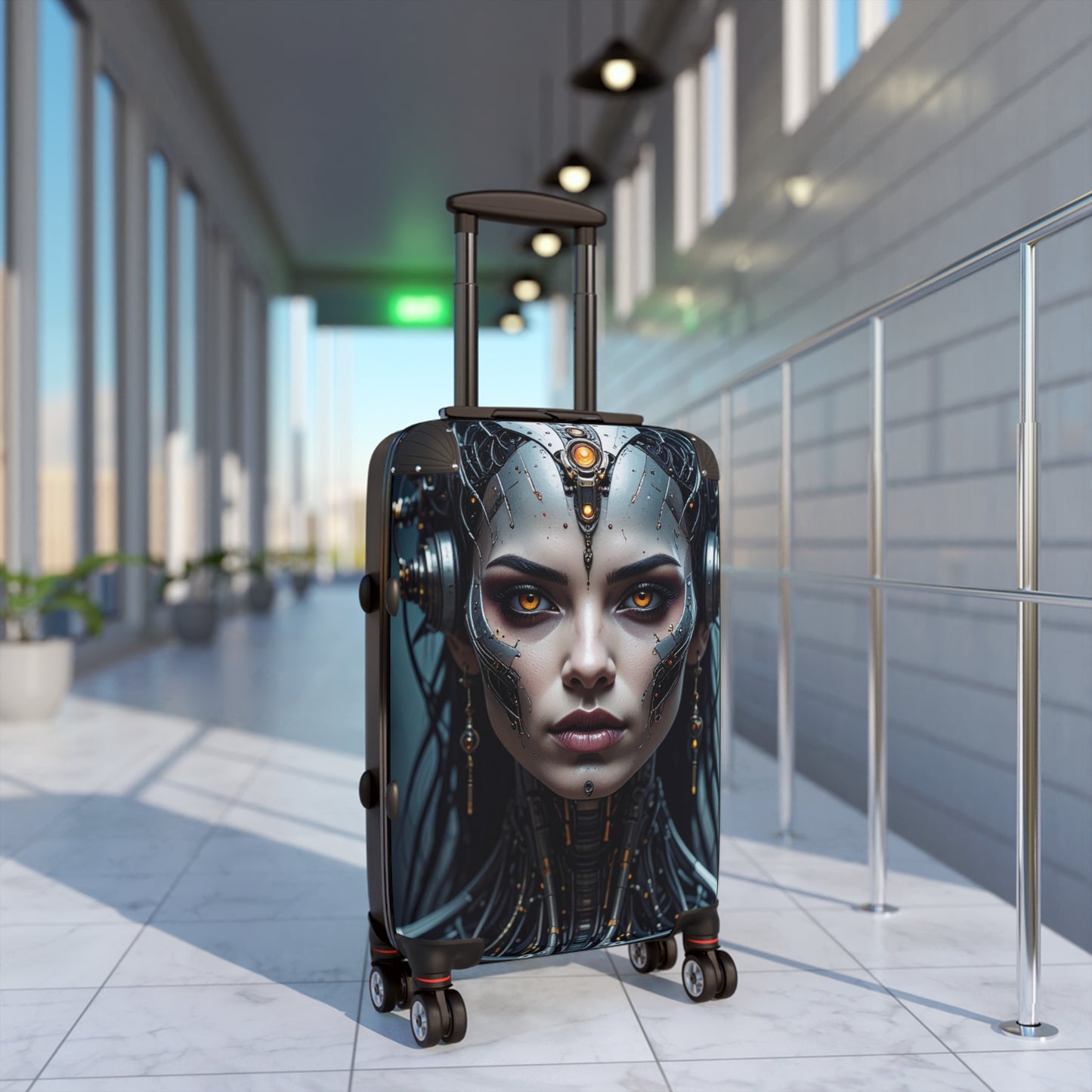 Futuristic Travel Suitcase - Unique Luggage, Stylish Carry-On, Personal Suitcase, Boho Vacation Bag, Robot Design