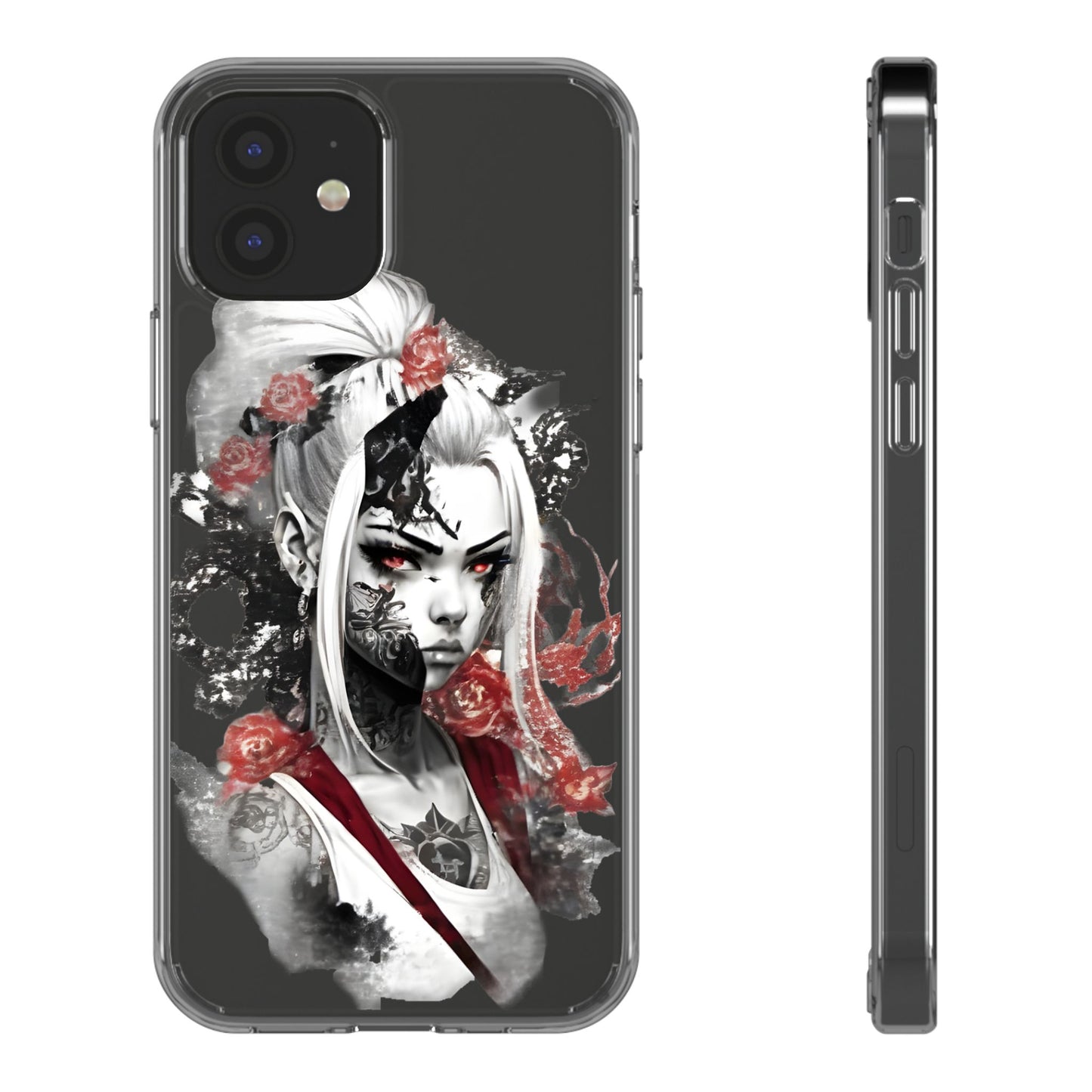 Artistic Clear Phone Case with Floral Design