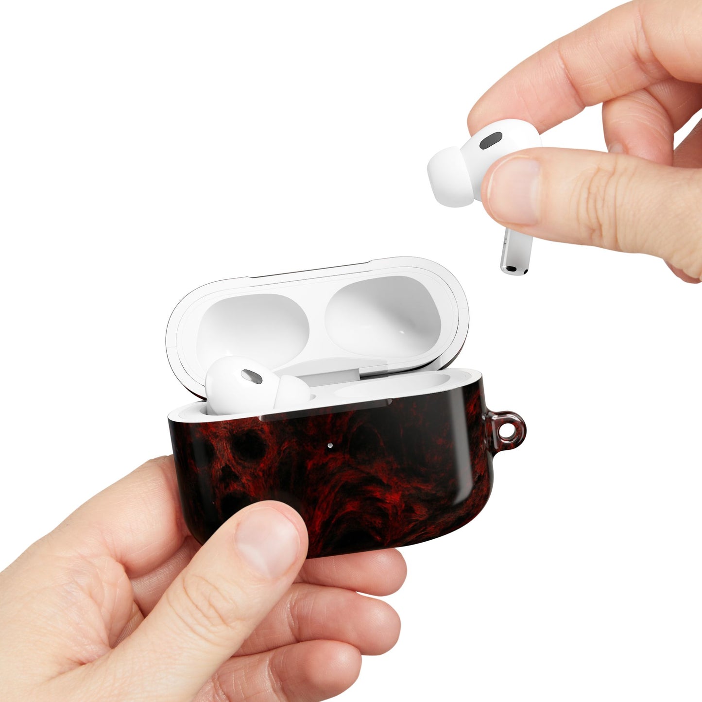 Stylish AirPod Cases with a Bold Red Marble Design, Unique Accessories for Music Lovers, Perfect Gift for Teens, Great for Holidays
