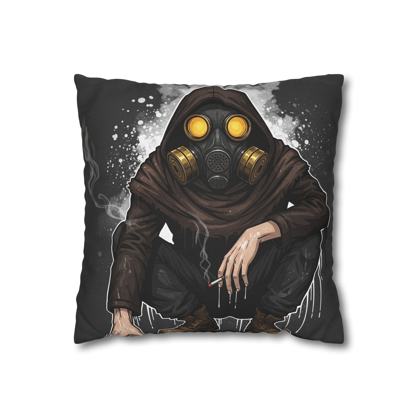 Gothic Gas Mask Pillowcase - Unique Home Decor, Edgy Throw Pillow, Gifts for Sci-Fi Fans, Alternative Room Style, Men’s Bedroom Decor