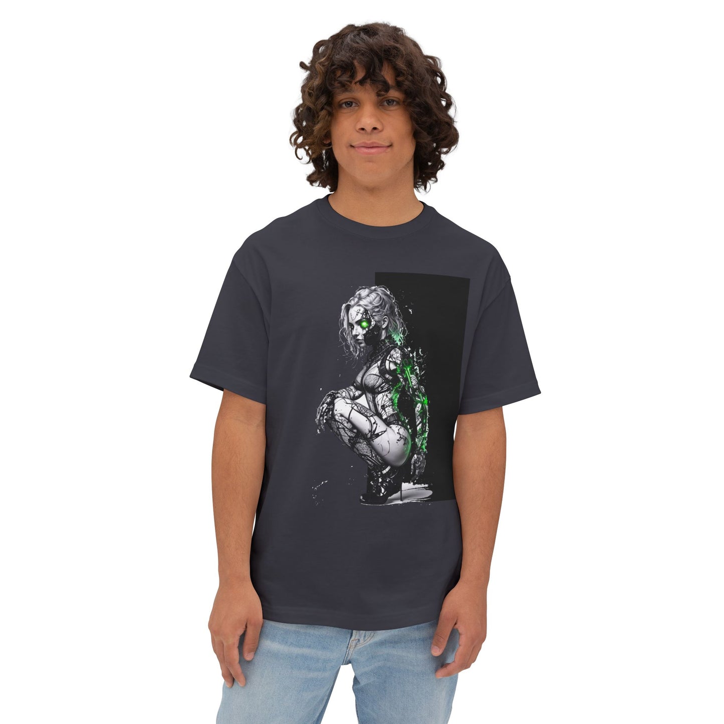 Cyberpunk-Inspired Unisex Oversized Tee, Streetwear T-Shirt, Graphic Tee for Art Lovers, Casual Wear, Unique Gift