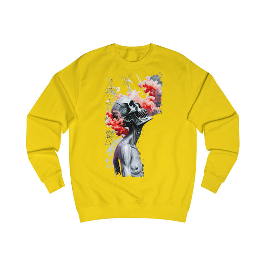 Futuristic Skull Art Sweatshirt, Unique Graphic Hoodie, Unisex Streetwear, Cozy Gifts for Artists, Trendy Casual Wear
