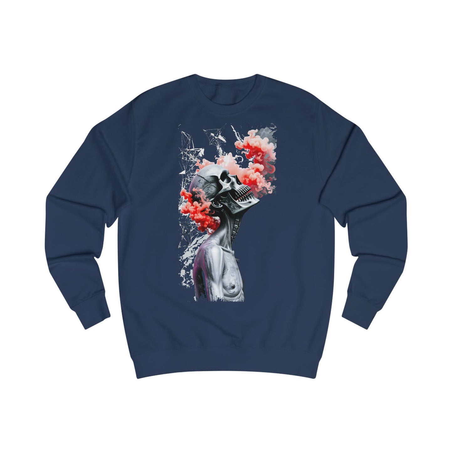 Futuristic Skull Art Sweatshirt, Unique Graphic Hoodie, Unisex Streetwear, Cozy Gifts for Artists, Trendy Casual Wear