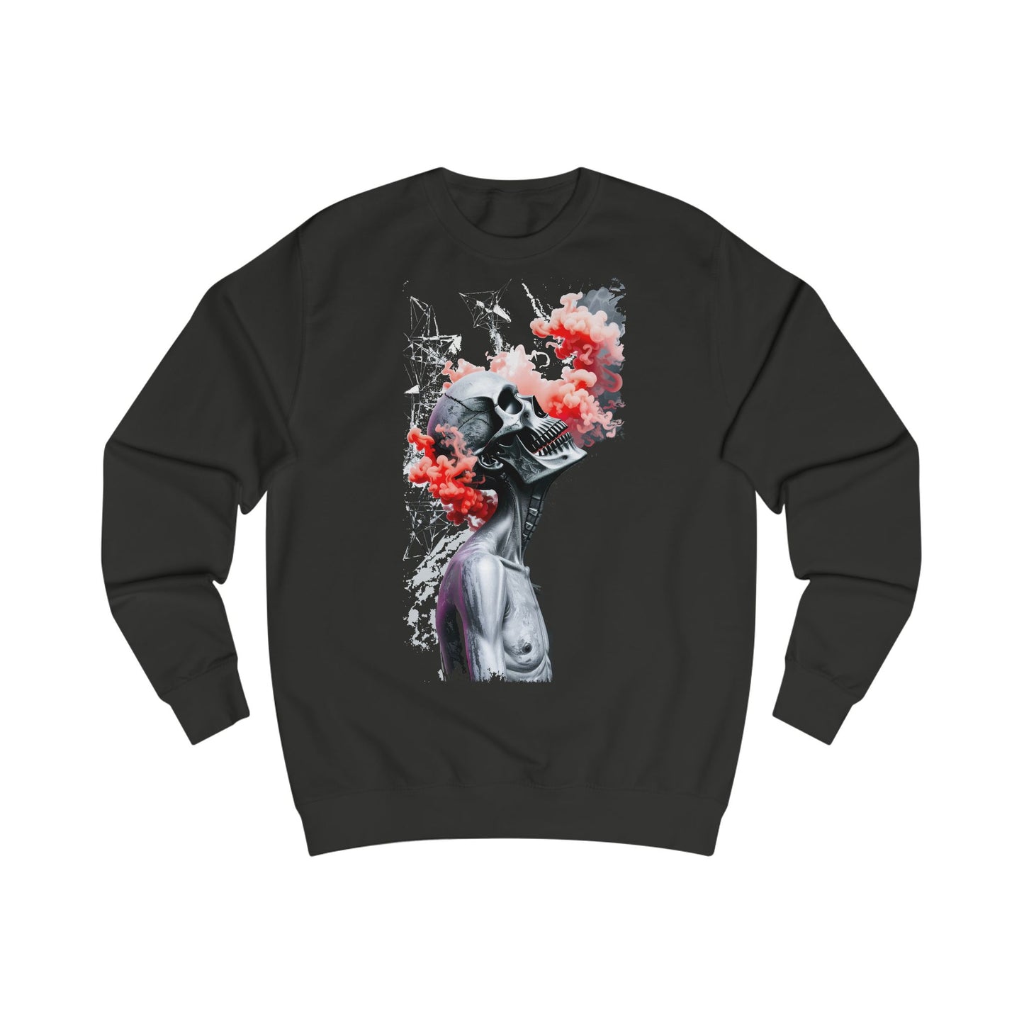 Futuristic Skull Art Sweatshirt, Unique Graphic Hoodie, Unisex Streetwear, Cozy Gifts for Artists, Trendy Casual Wear