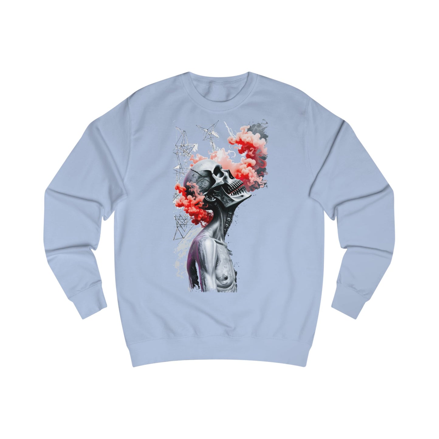Futuristic Skull Art Sweatshirt, Unique Graphic Hoodie, Unisex Streetwear, Cozy Gifts for Artists, Trendy Casual Wear