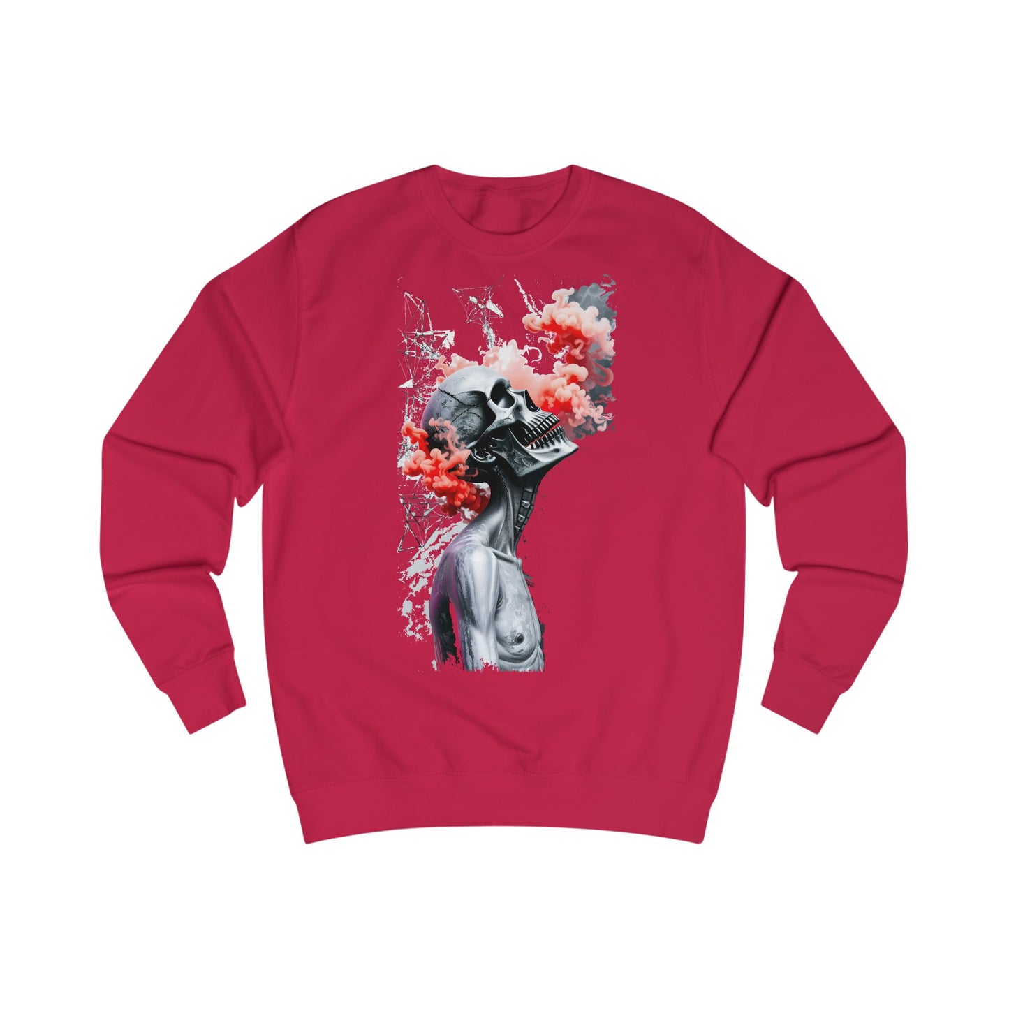 Futuristic Skull Art Sweatshirt, Unique Graphic Hoodie, Unisex Streetwear, Cozy Gifts for Artists, Trendy Casual Wear