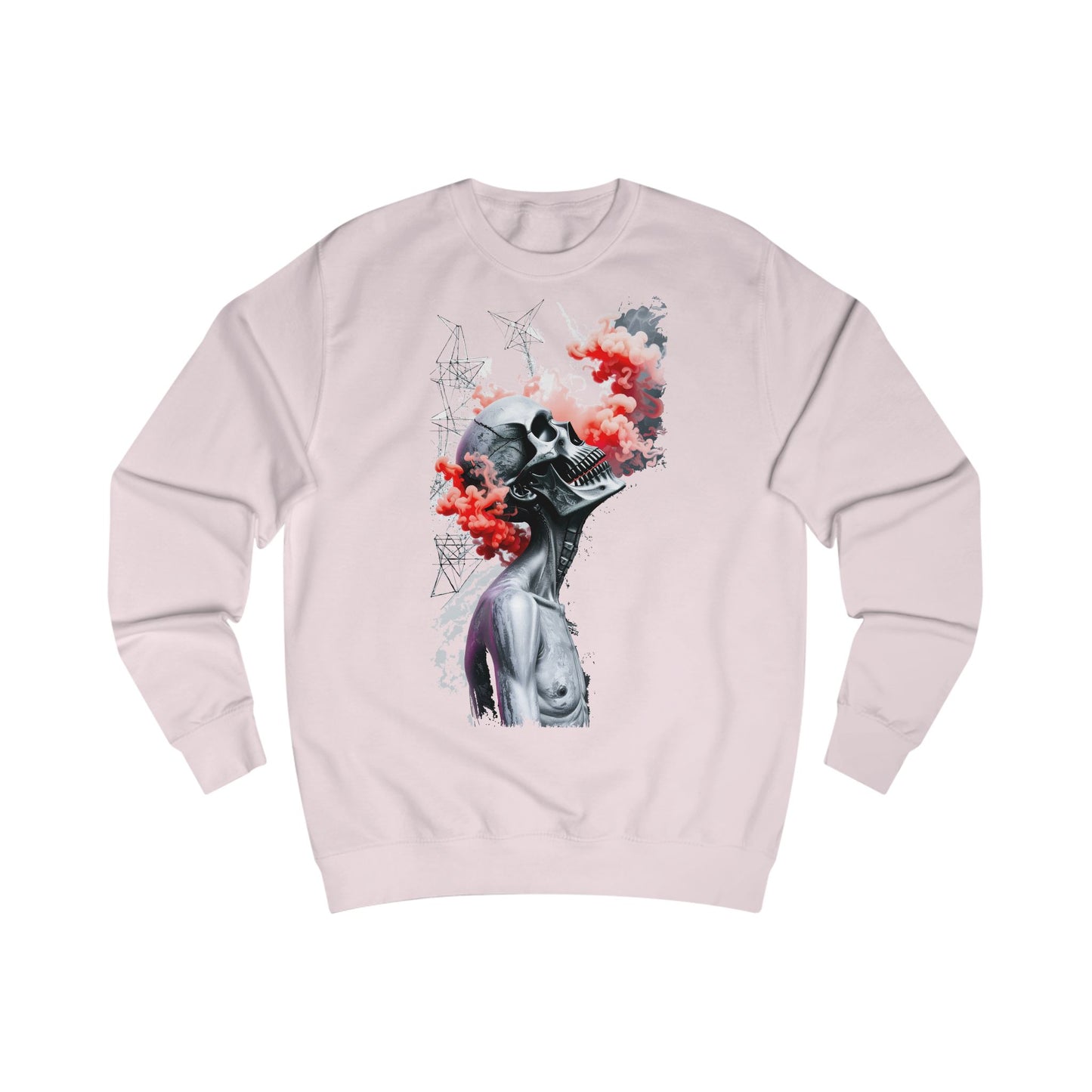 Futuristic Skull Art Sweatshirt, Unique Graphic Hoodie, Unisex Streetwear, Cozy Gifts for Artists, Trendy Casual Wear