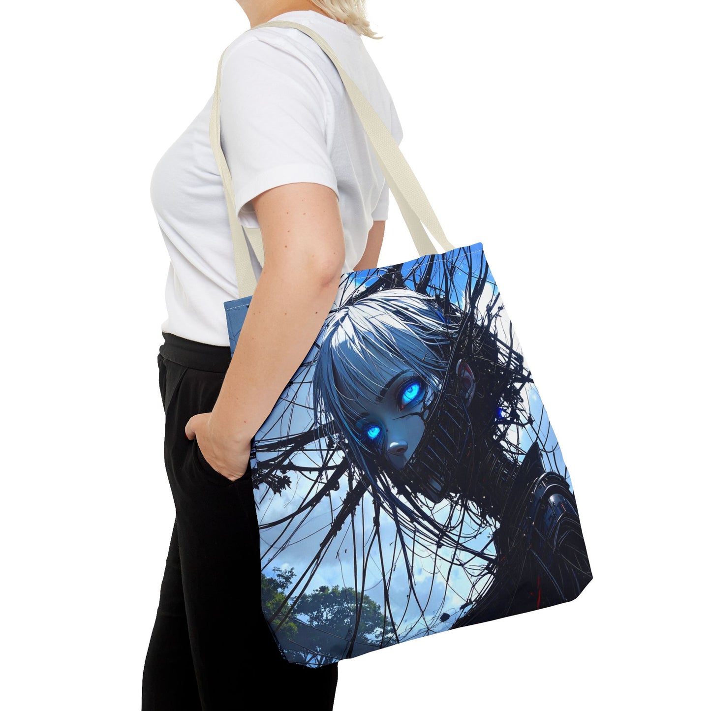 Futuristic Anime Tote Bag, Stylish Carry-All, Art Lover Gift, Unique Graphic Design Tote, Everyday Use Bag, Perfect for Shopping
