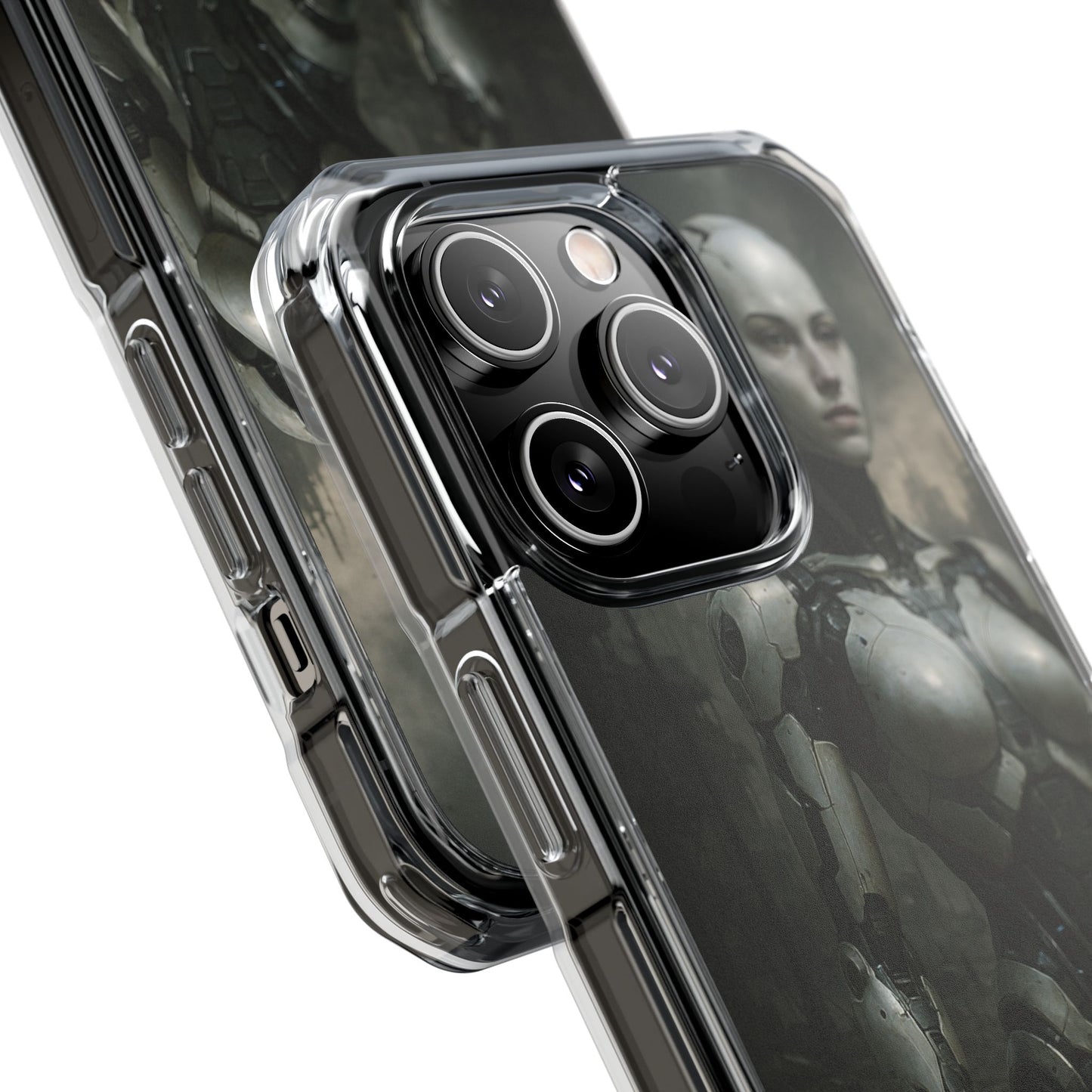 Futuristic Phone Case, Clear Impact Case with Sci-Fi Design, Smartphone Protection, Cyberpunk Aesthetic, Gift for Tech Lovers