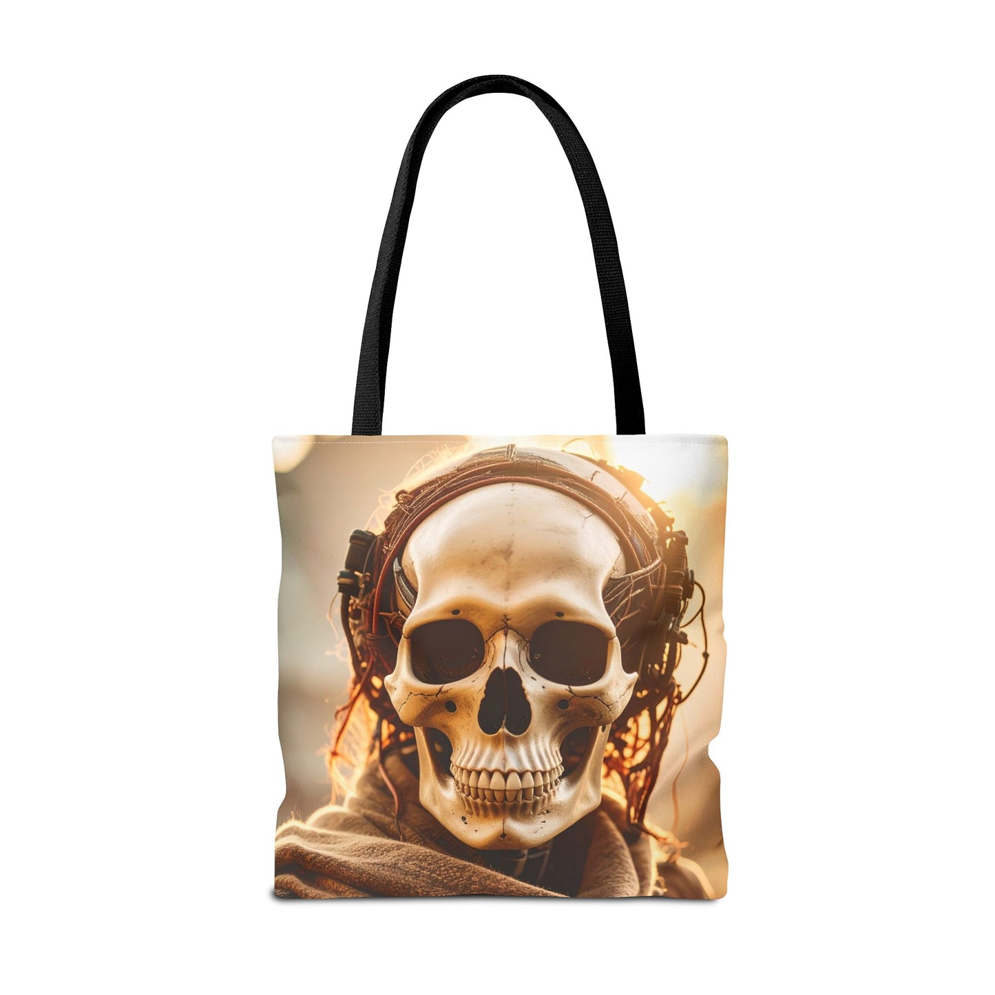 Skull Headphones Tote Bag | Unique Shopping Bag, Gothic Fashion, Music Lover Gift, Festival Accessory, Halloween Decor