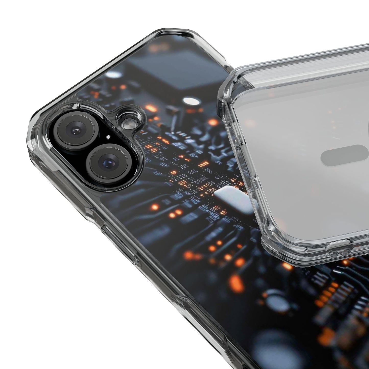 Magnetic Clear Impact Phone Case - Tech-Inspired Design, Perfect for Gadget Lovers, Birthday Gift, Tech Accessories, Durable Protection