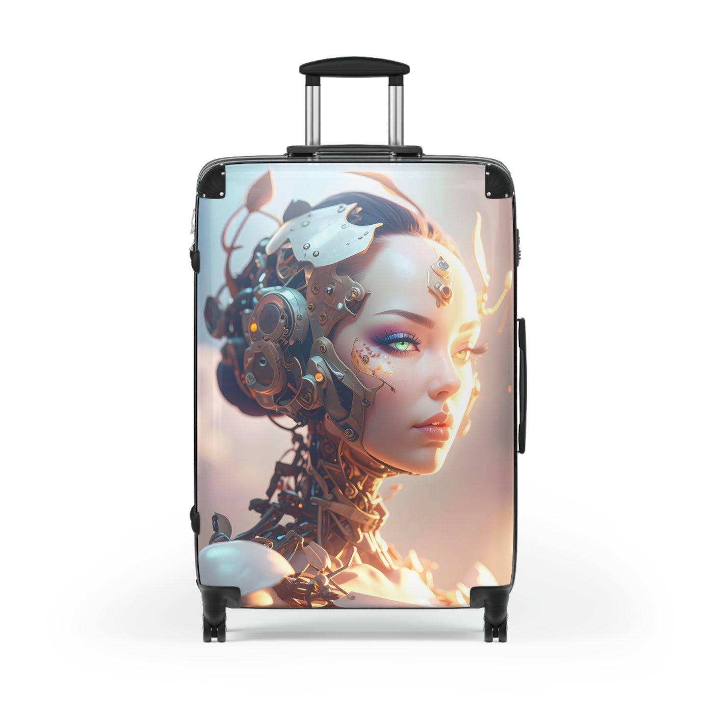 Futuristic Travel Suitcase with Robotic Design, Stylish Luggage, Carry-On Bag for Modern Travelers, Unique Gift for Adventurers