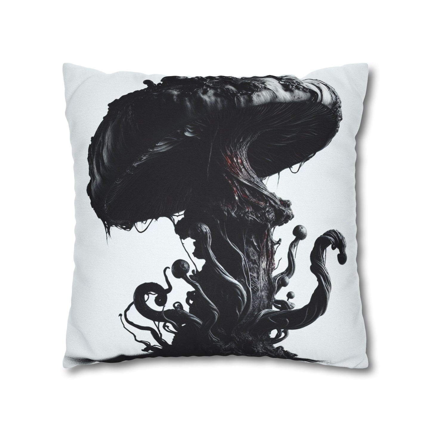 Gothic Mushroom Pillowcase | Dark Art Decor, Home Accent, Unique Gift, Black and White Throw Pillow, Living Room Decor