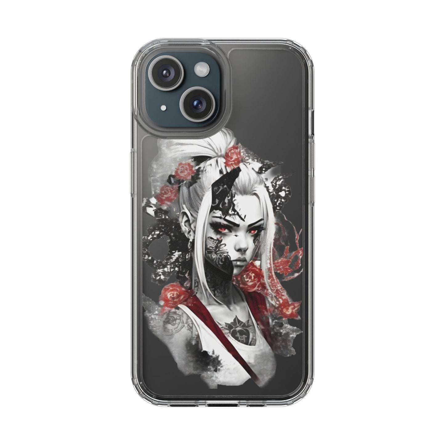 Artistic Clear Phone Case with Floral Design