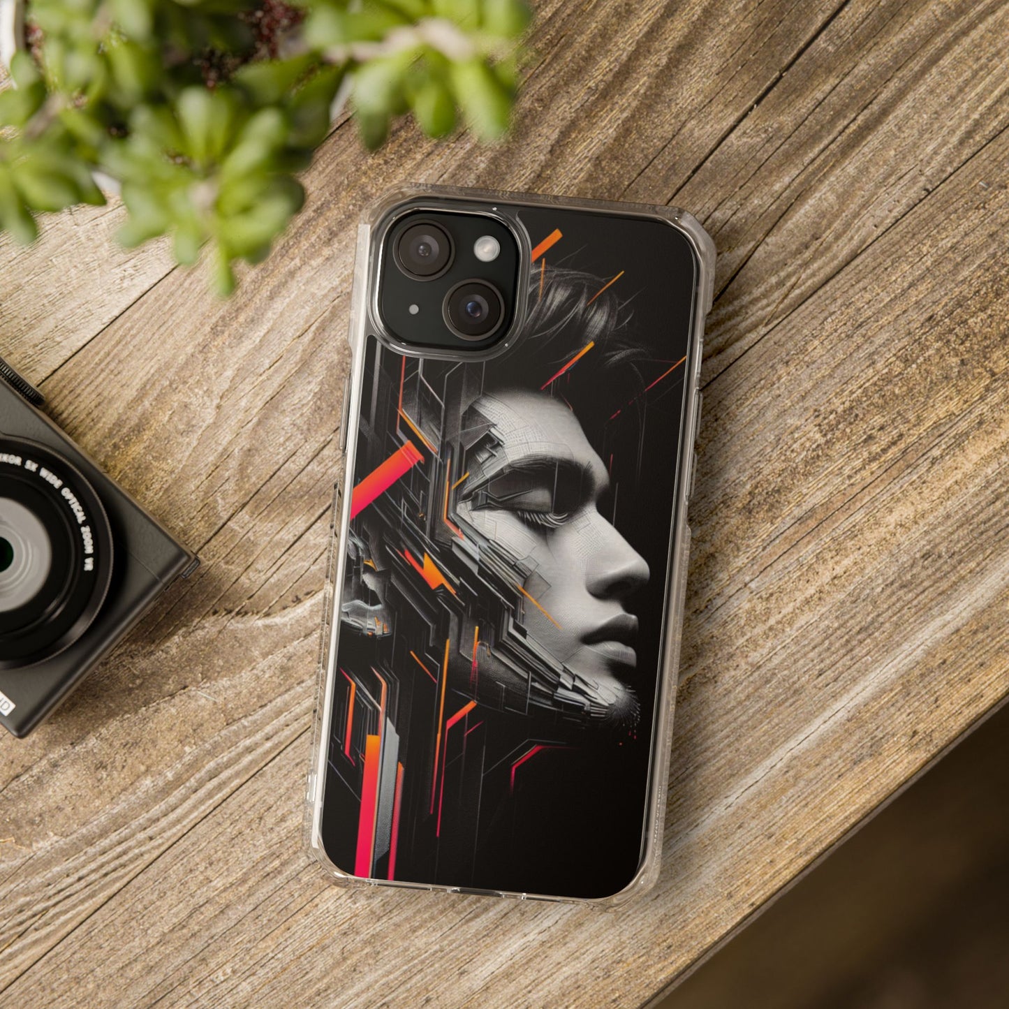 Magnetic Clear Impact Cases with Abstract Graphic, Stylish Phone Protection, Modern Gift for Tech Lovers, Unique Case