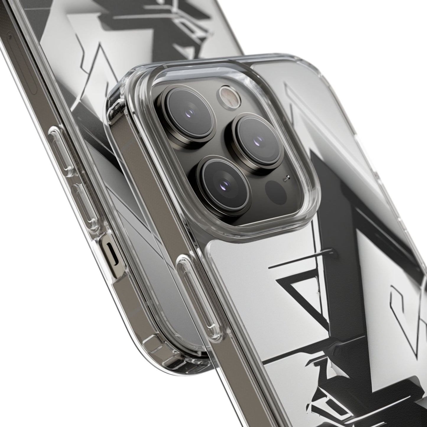 Clear Phone Case with Abstract Edgy Design Print