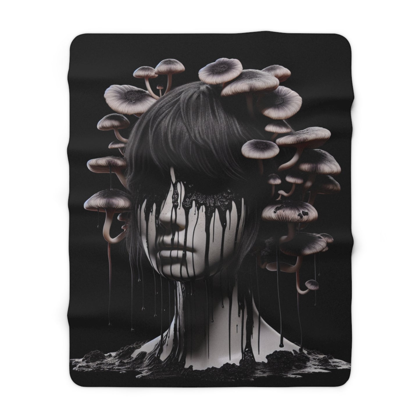 Mystical Mushroom Sherpa Fleece Blanket - Cozy & Artistic