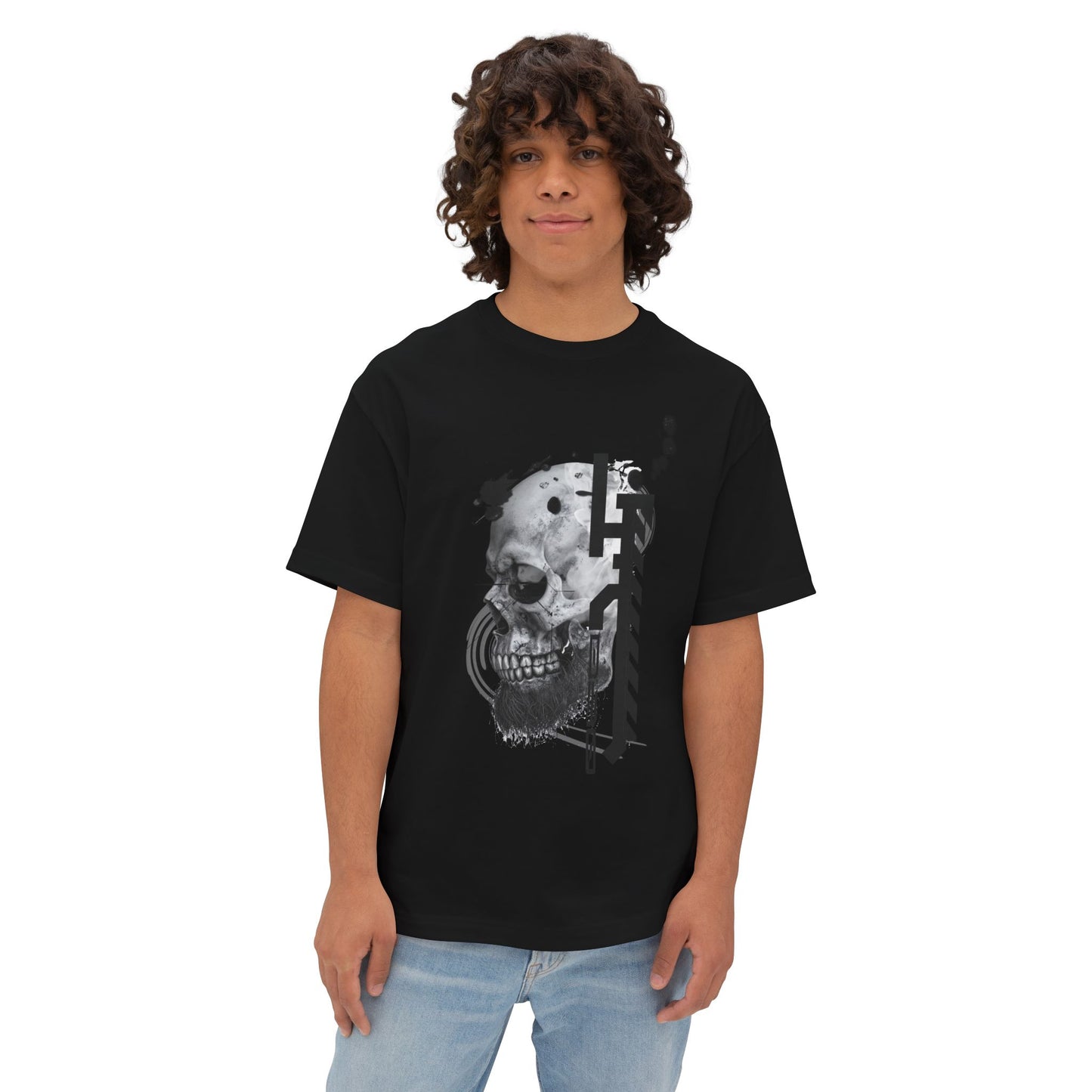 Gothic Skull Oversized Tee, Unisex Graphic T-Shirt, Edgy Streetwear Top, Alternative Fashion Apparel, Casual Wear for Events