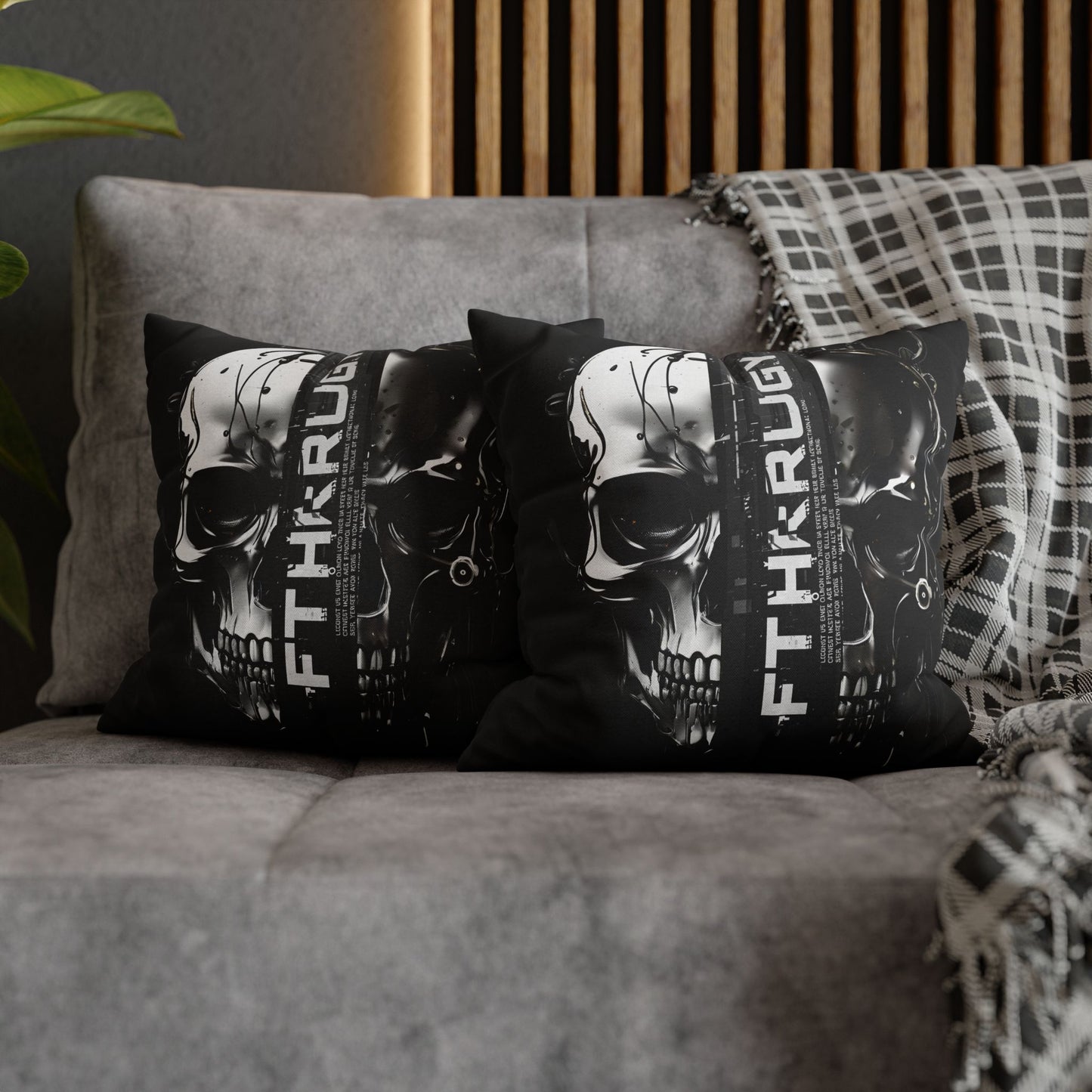 Gothic Skull Pillowcase - Edgy Home Decor, Alternative Gift, Bedroom Accent, Halloween Decor, Boho Pillow Cover